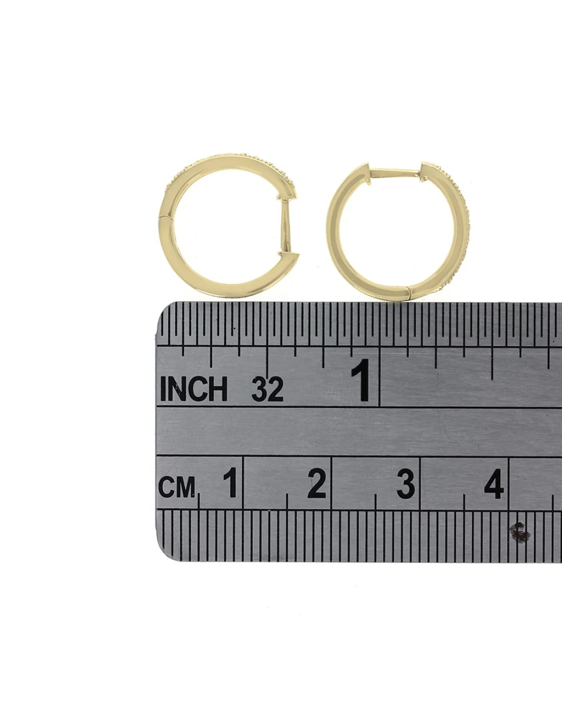 18K Yellow Gold Diamond Hoop Earrings - Image 3