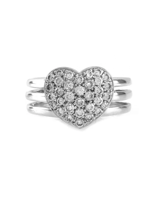 0.53ctw Pave Diamond Cluster Ring with Triple Split Shank in 18K White Gold - Image 2