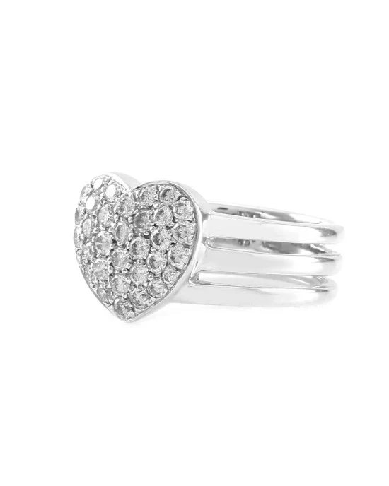 0.53ctw Pave Diamond Cluster Ring with Triple Split Shank in 18K White Gold - Image 3