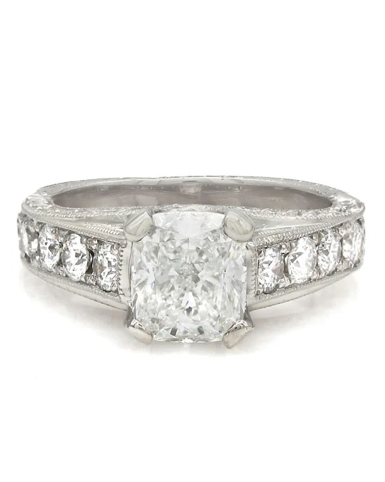 1.72ct VS2, G GIA Certified Cushion Cut Diamond Engagement Ring in Platinum - Image 2