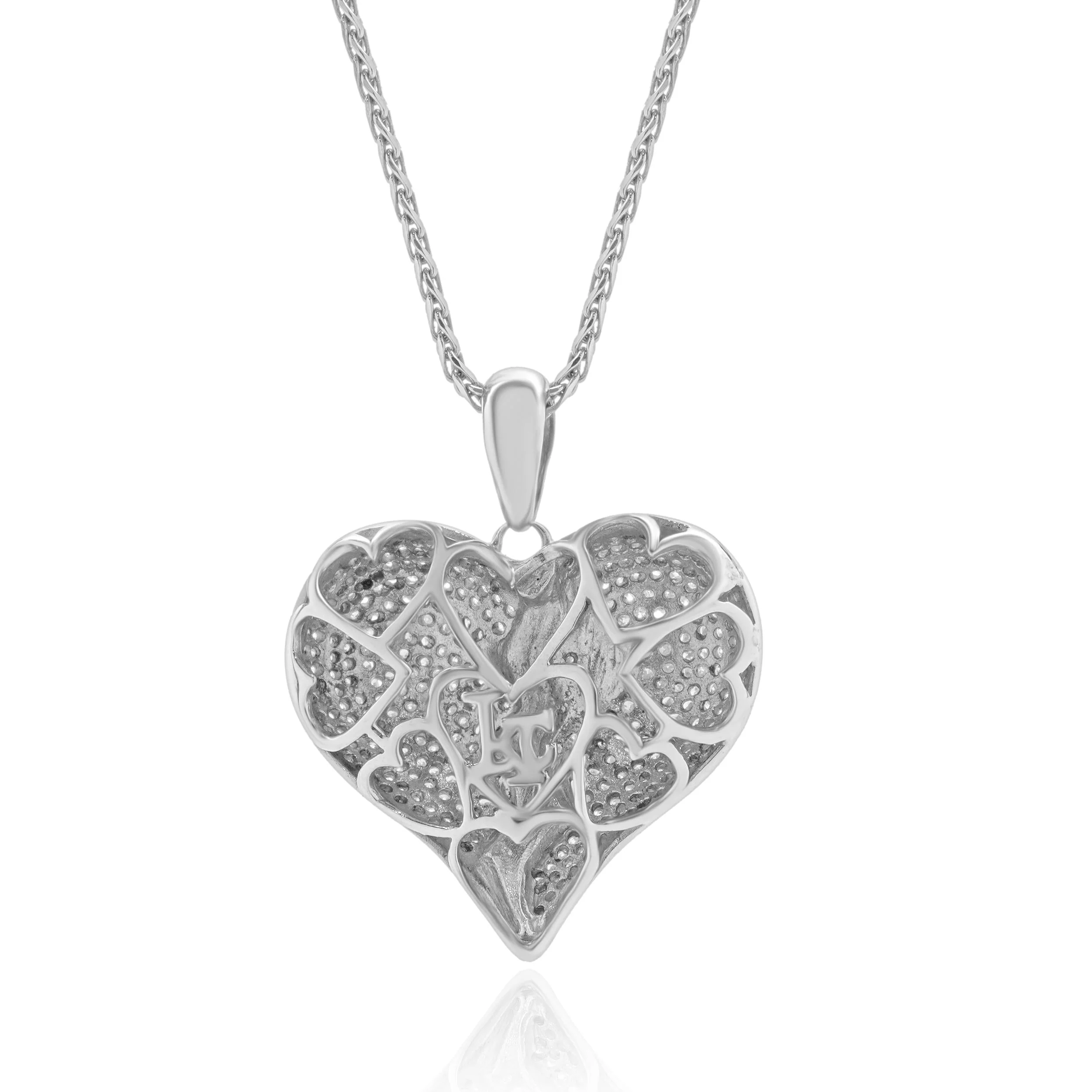 10/14 Karat White Gold Pave Diamond and Enamel Broke Heart Necklace - Image 4