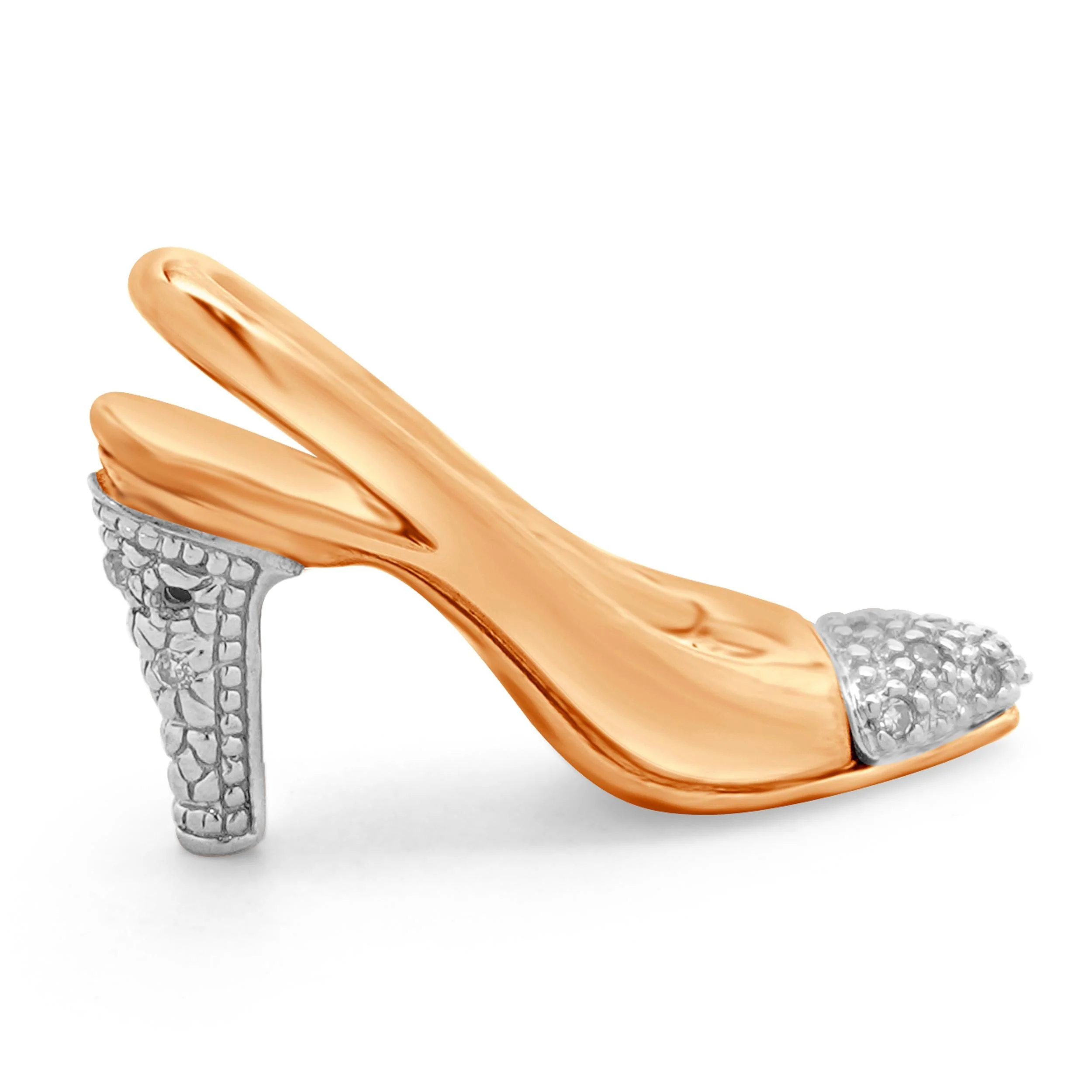 10 Karat Two Tone Gold Diamond Heel Pendant - Image 4