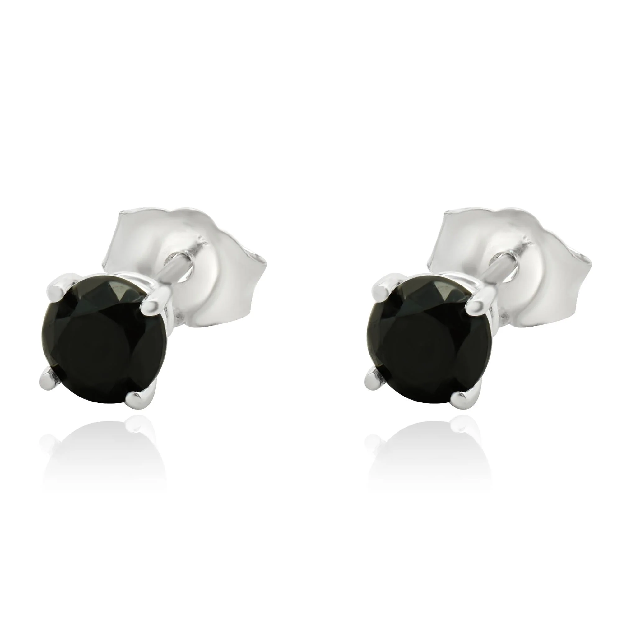 10 Karat White Gold Black Diamond Stud Earrings