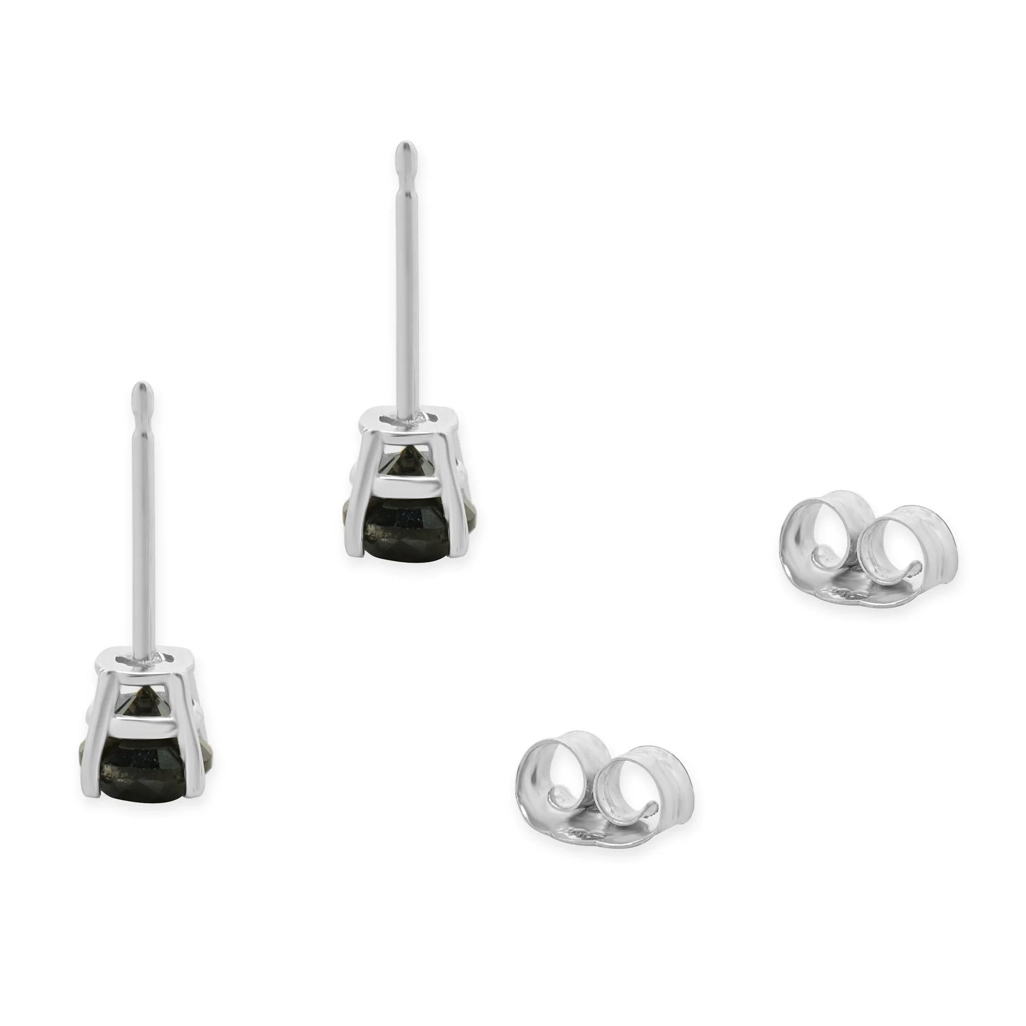 10 Karat White Gold Black Diamond Stud Earrings - Image 4