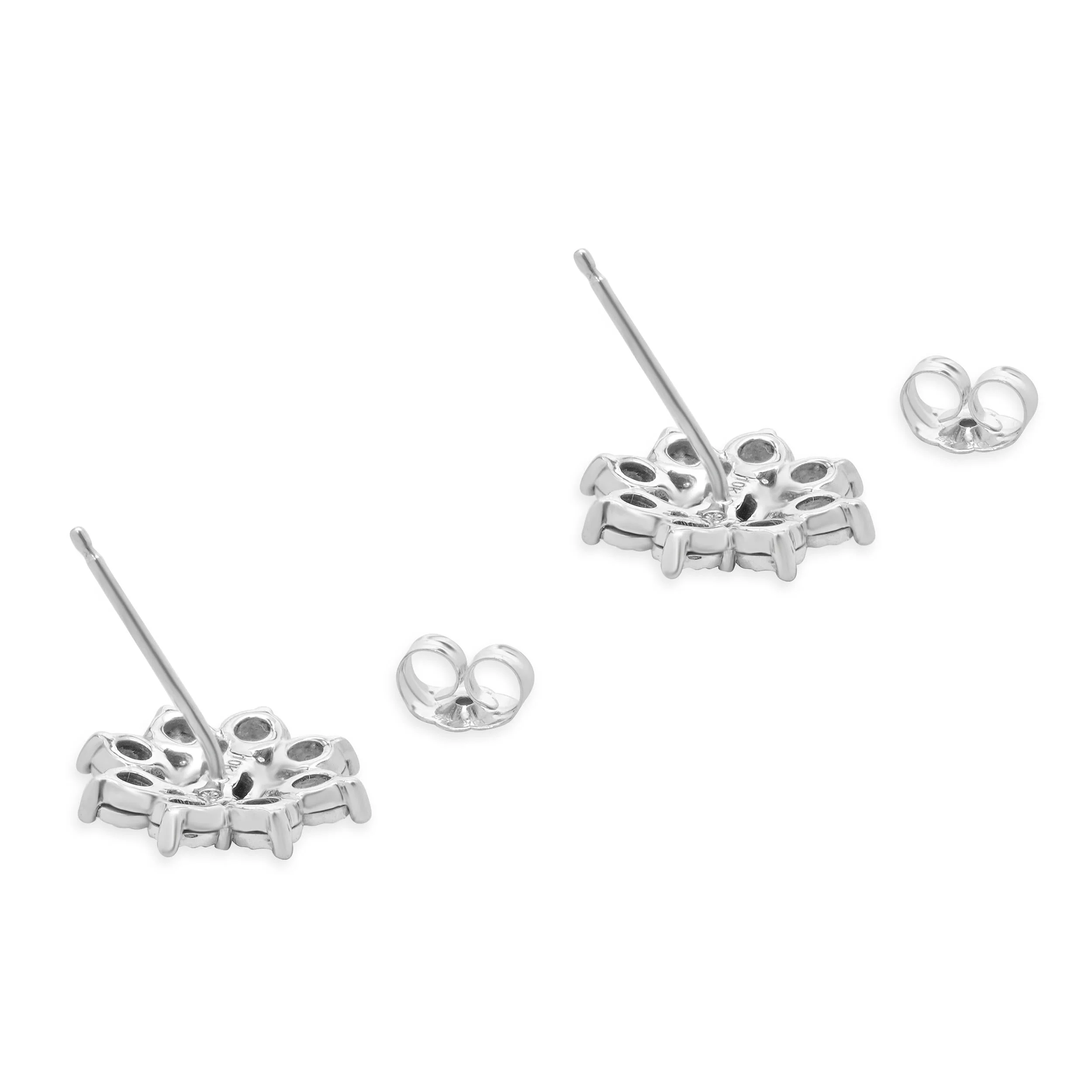 10 Karat White Gold Diamond Cluster Stud Earrings - Image 4