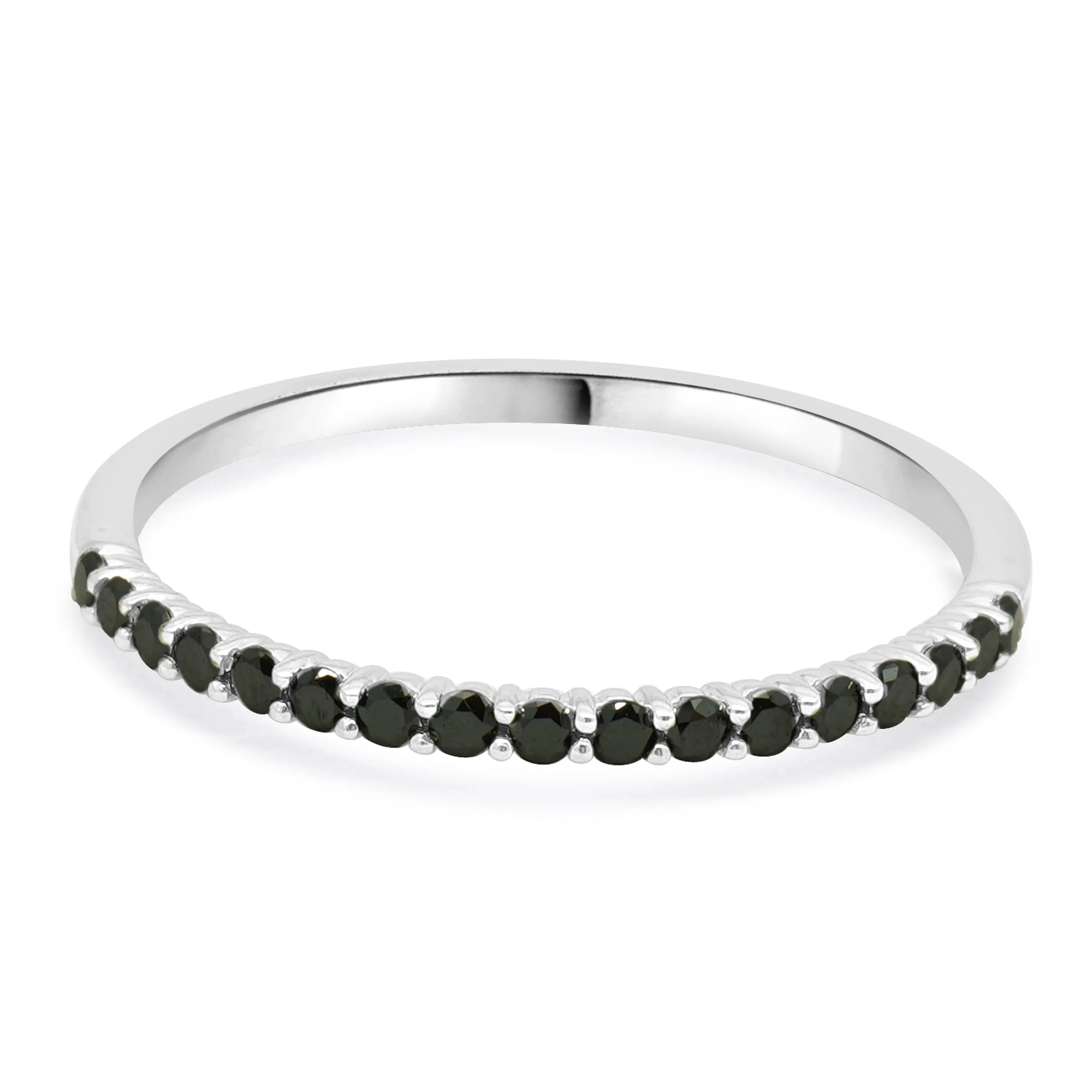 10 Karat White Gold Irradiated Black Diamond Band