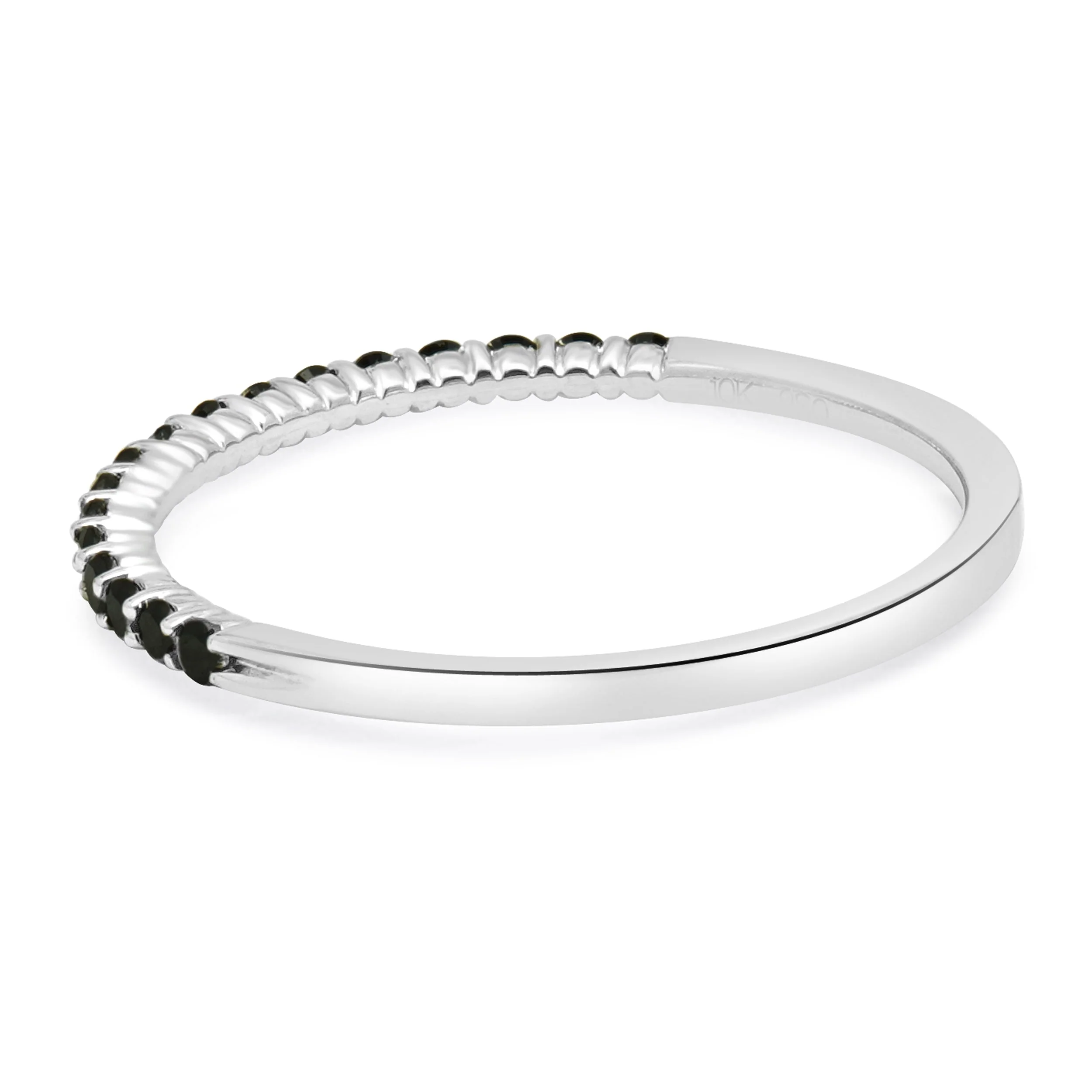 10 Karat White Gold Irradiated Black Diamond Band - Image 3