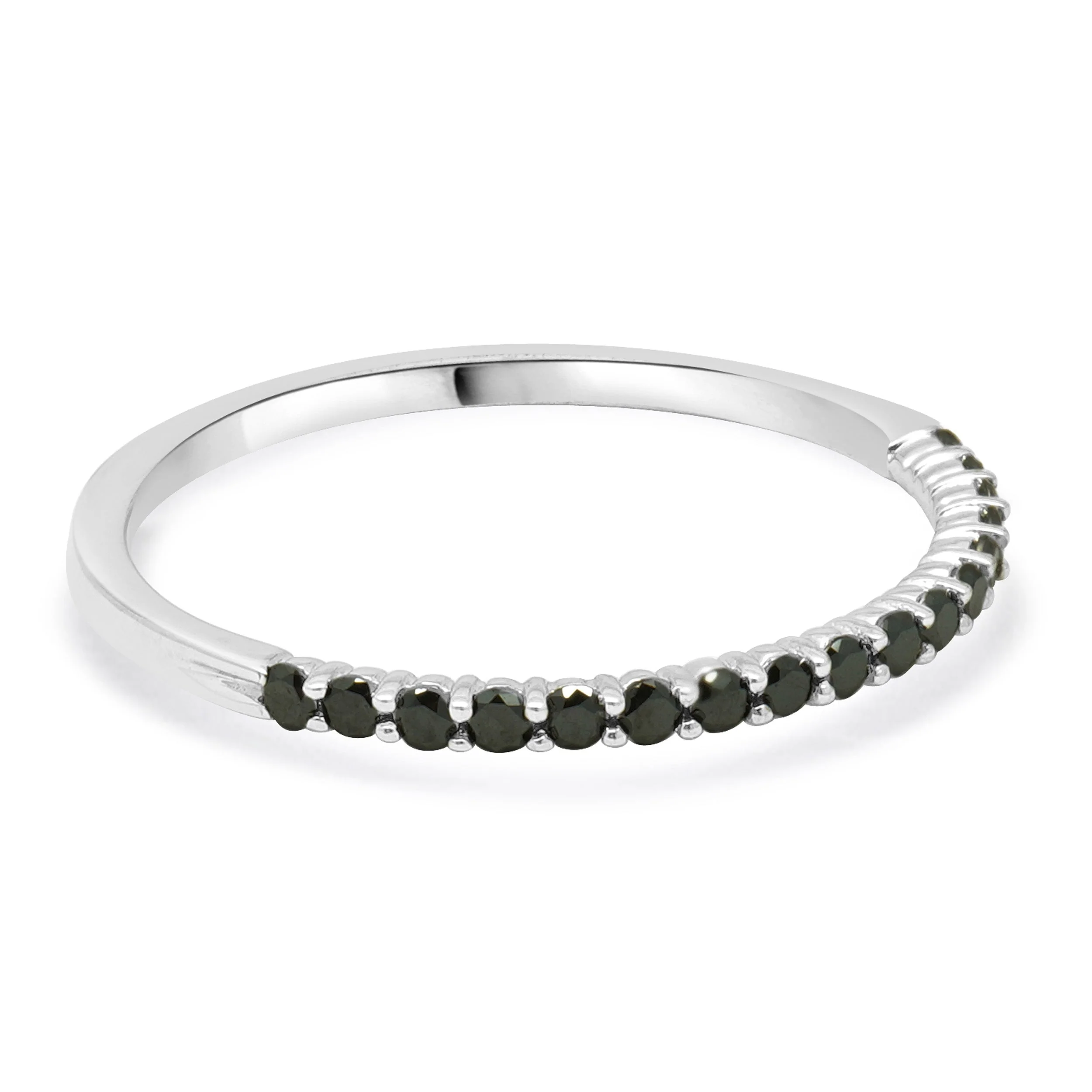 10 Karat White Gold Irradiated Black Diamond Band - Image 4