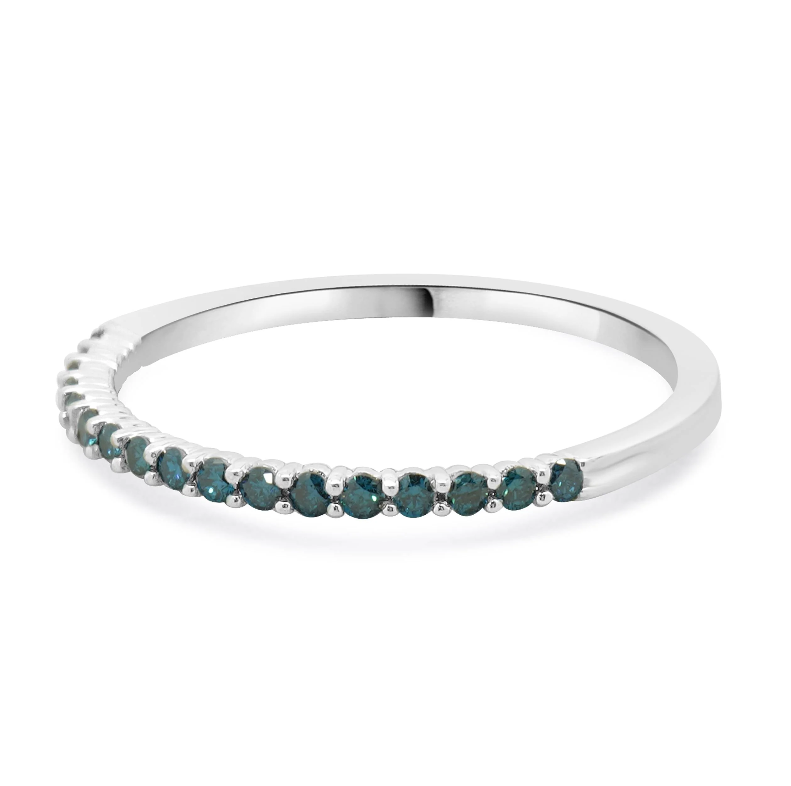 10 Karat White Gold Irradiated Blue Diamond Band - Image 2