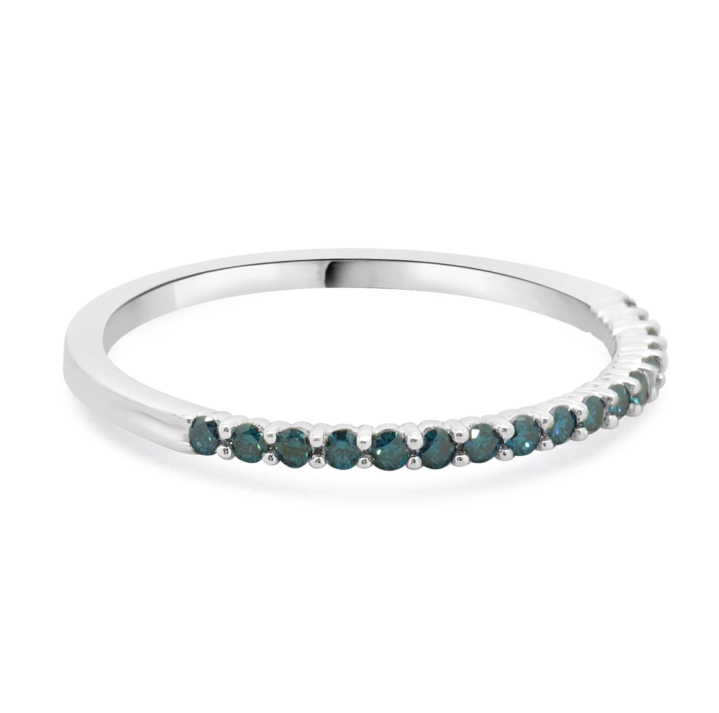 10 Karat White Gold Irradiated Blue Diamond Band - Image 4