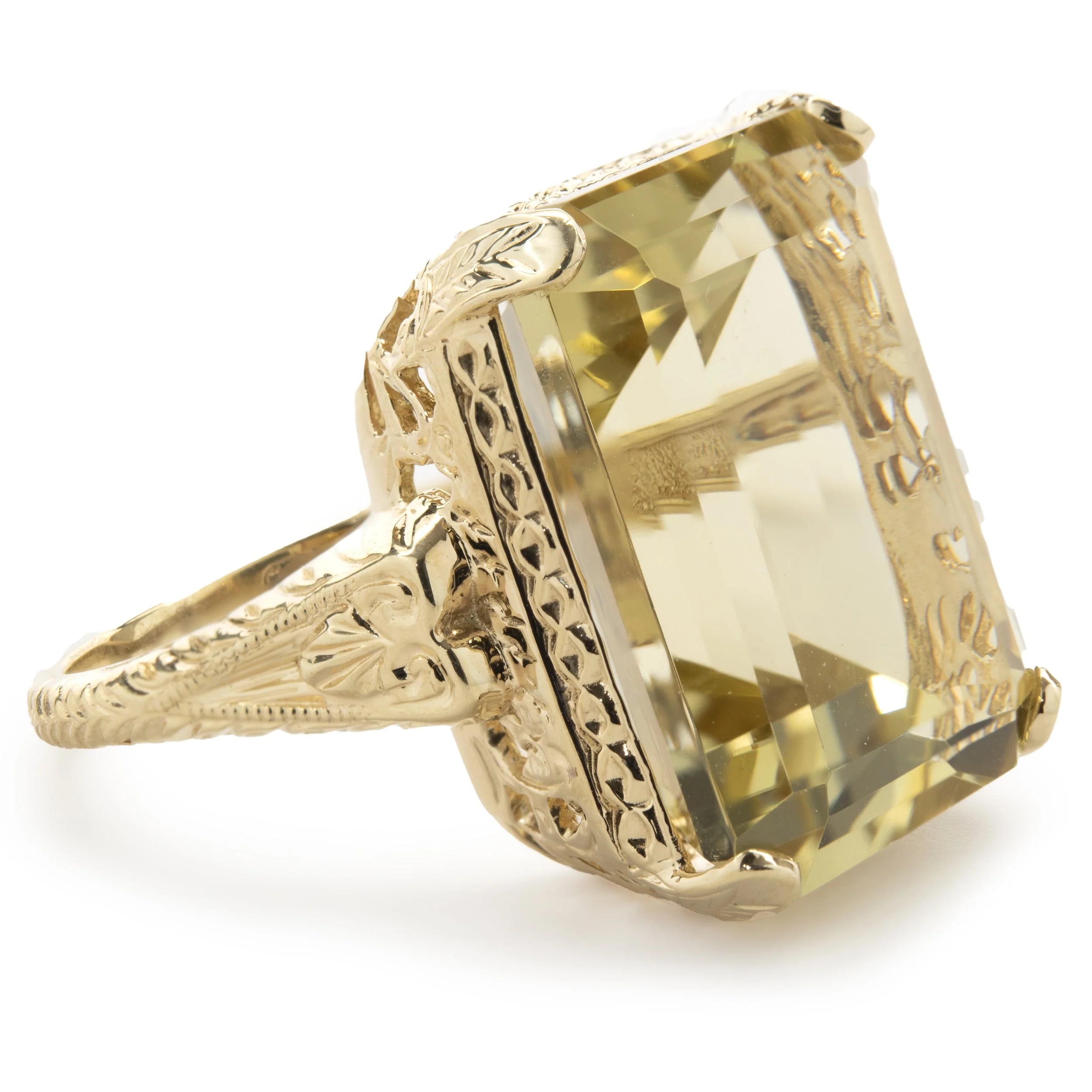 10 Karat Yellow Gold Vintage Lemon Quartz Ring - Image 3
