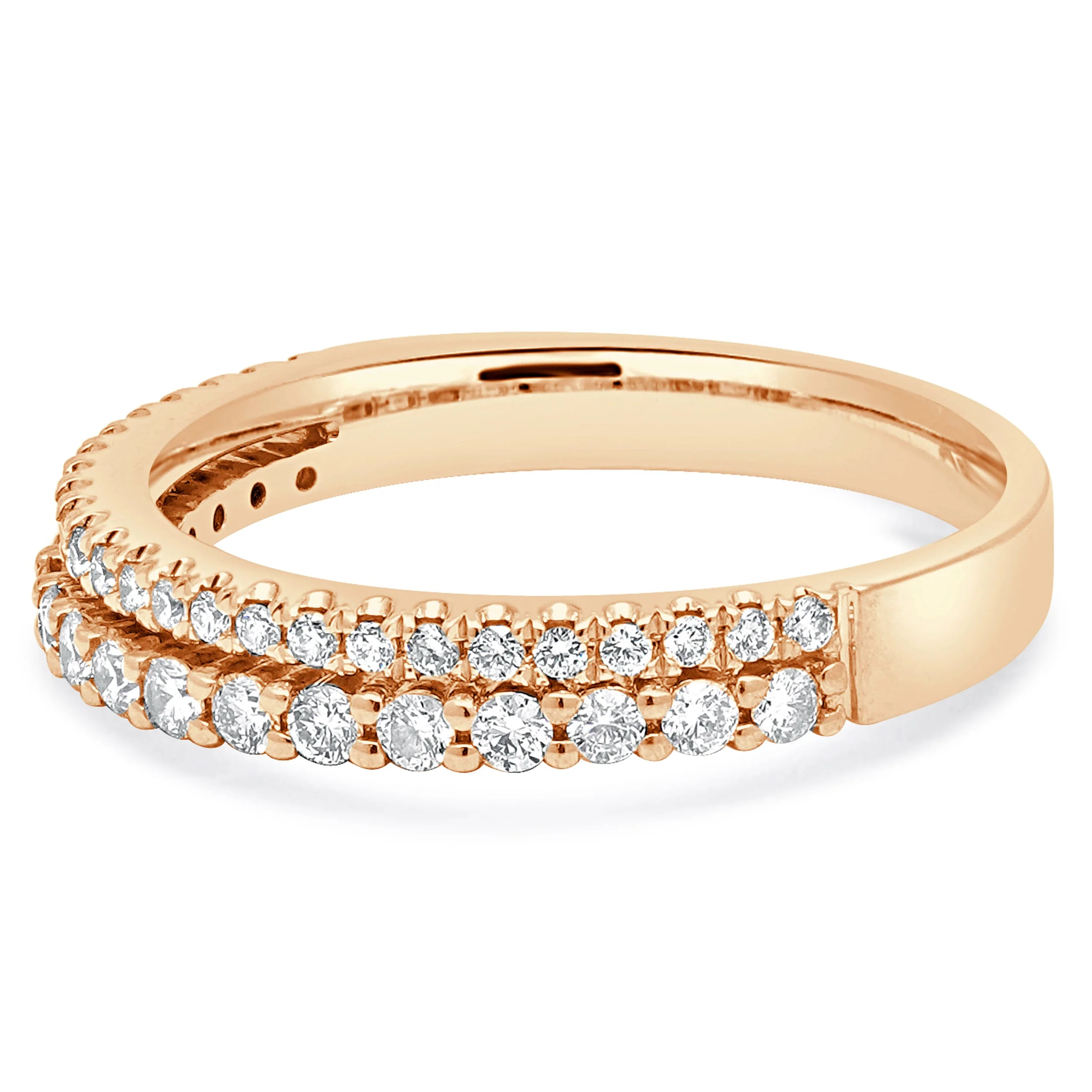 14 Karat Rose Gold 2 Row Half Eternity Diamond Ring - Image 2
