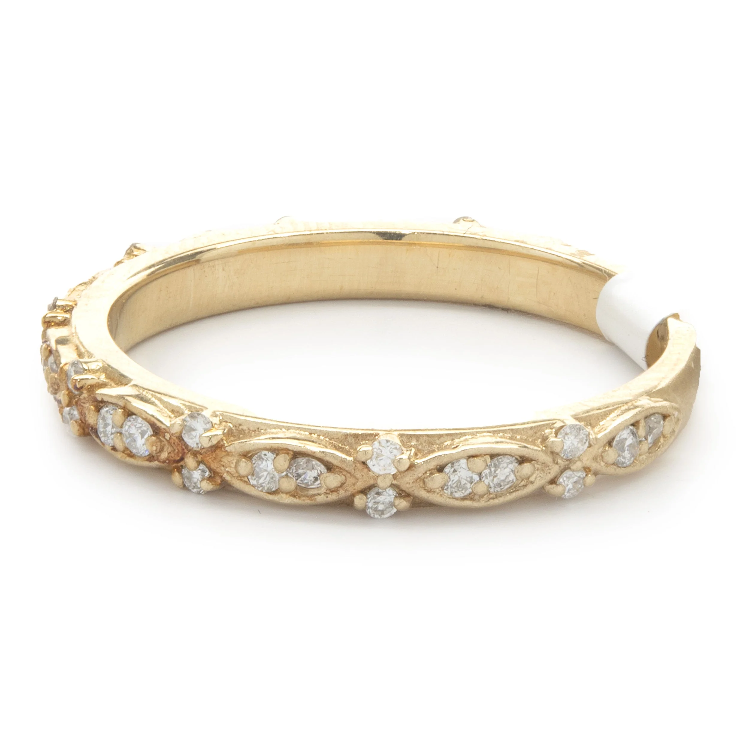 14 Karat Rose Gold Filigree Diamond Band - Image 4