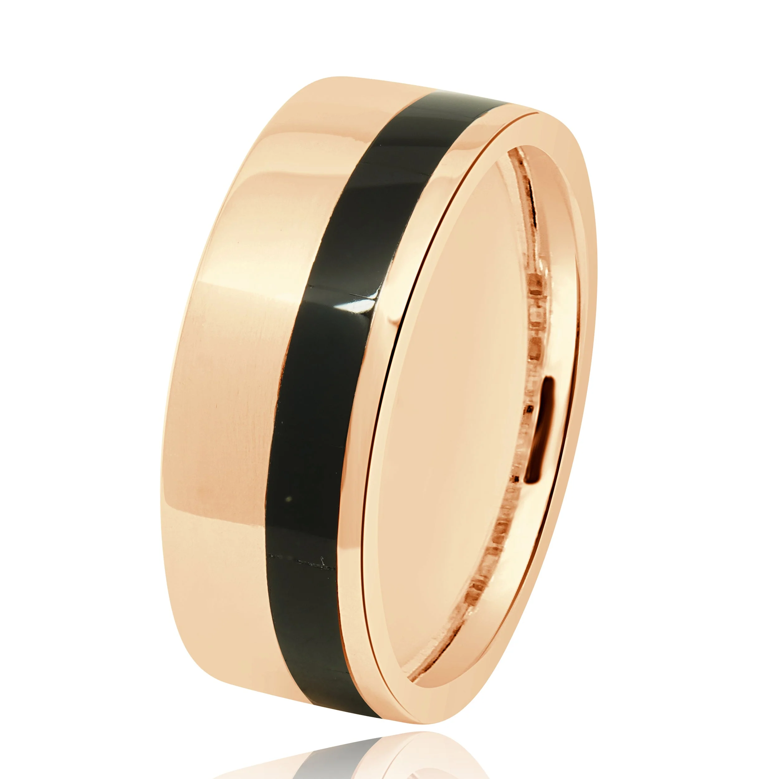 14 Karat Rose Gold Mens Ring w/ Black Onyx Inlay - Image 3