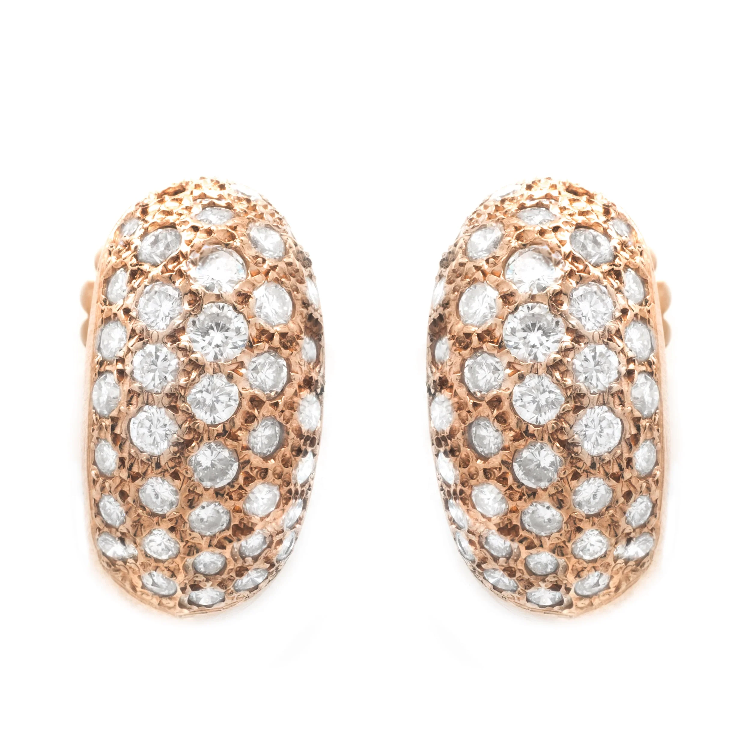 14 Karat Rose Gold Pave Diamond J Hook Earrings