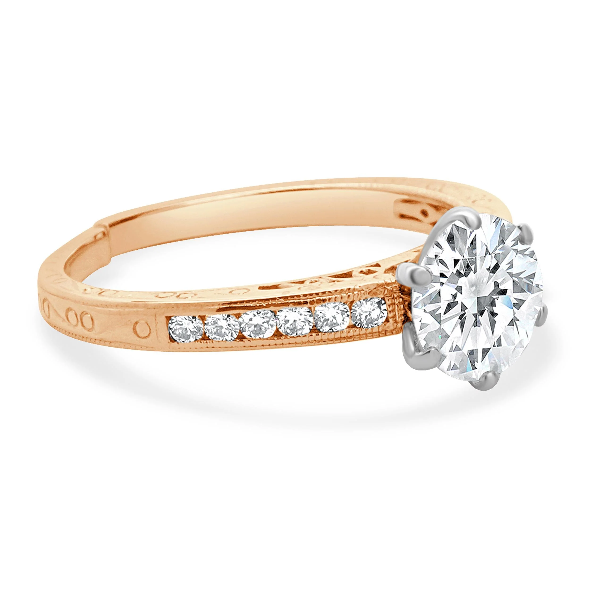 14 Karat Rose Gold Round Brilliant Diamond Engagement Ring - Image 4