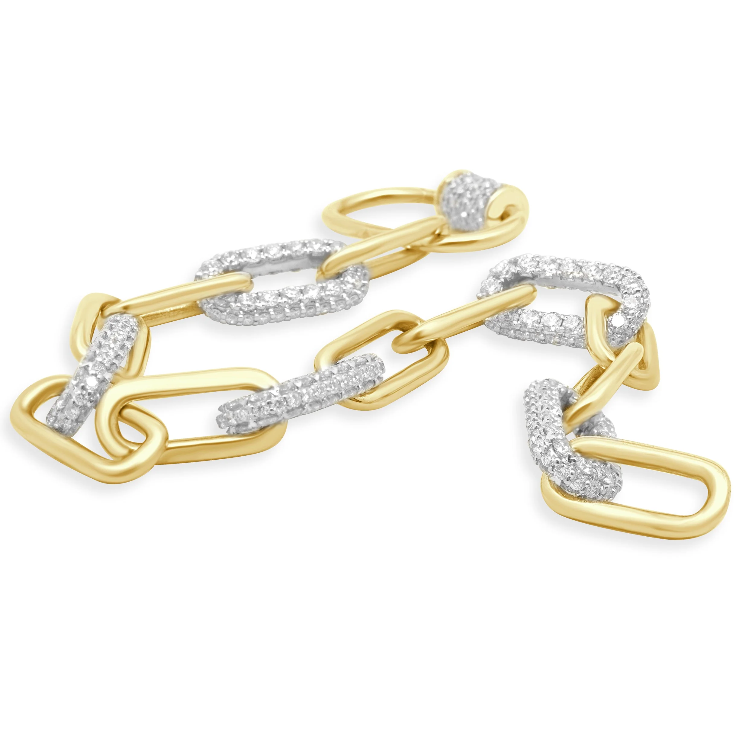 14 Karat Two-tone Diamond Paperclip Bracelet - Image 3