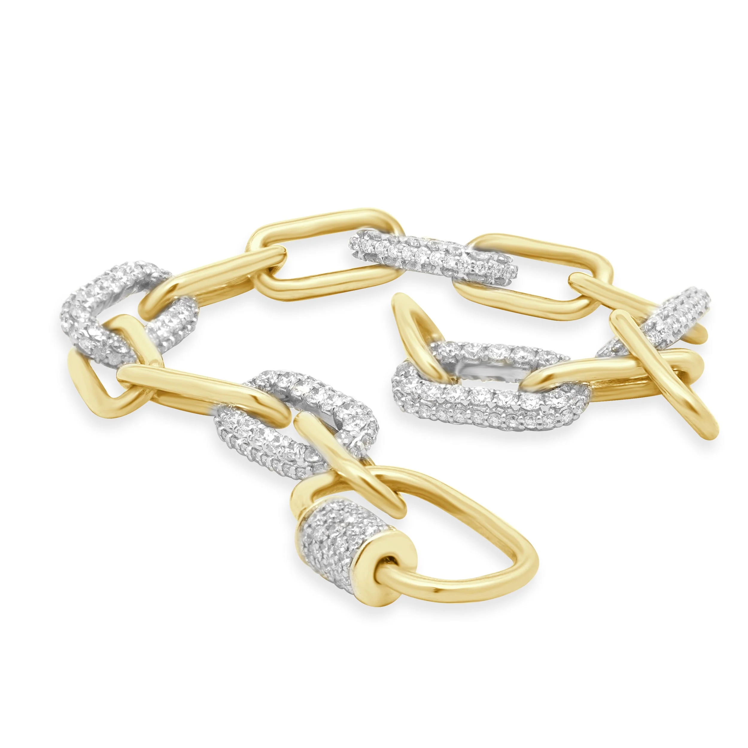 14 Karat Two-tone Diamond Paperclip Bracelet - Image 4