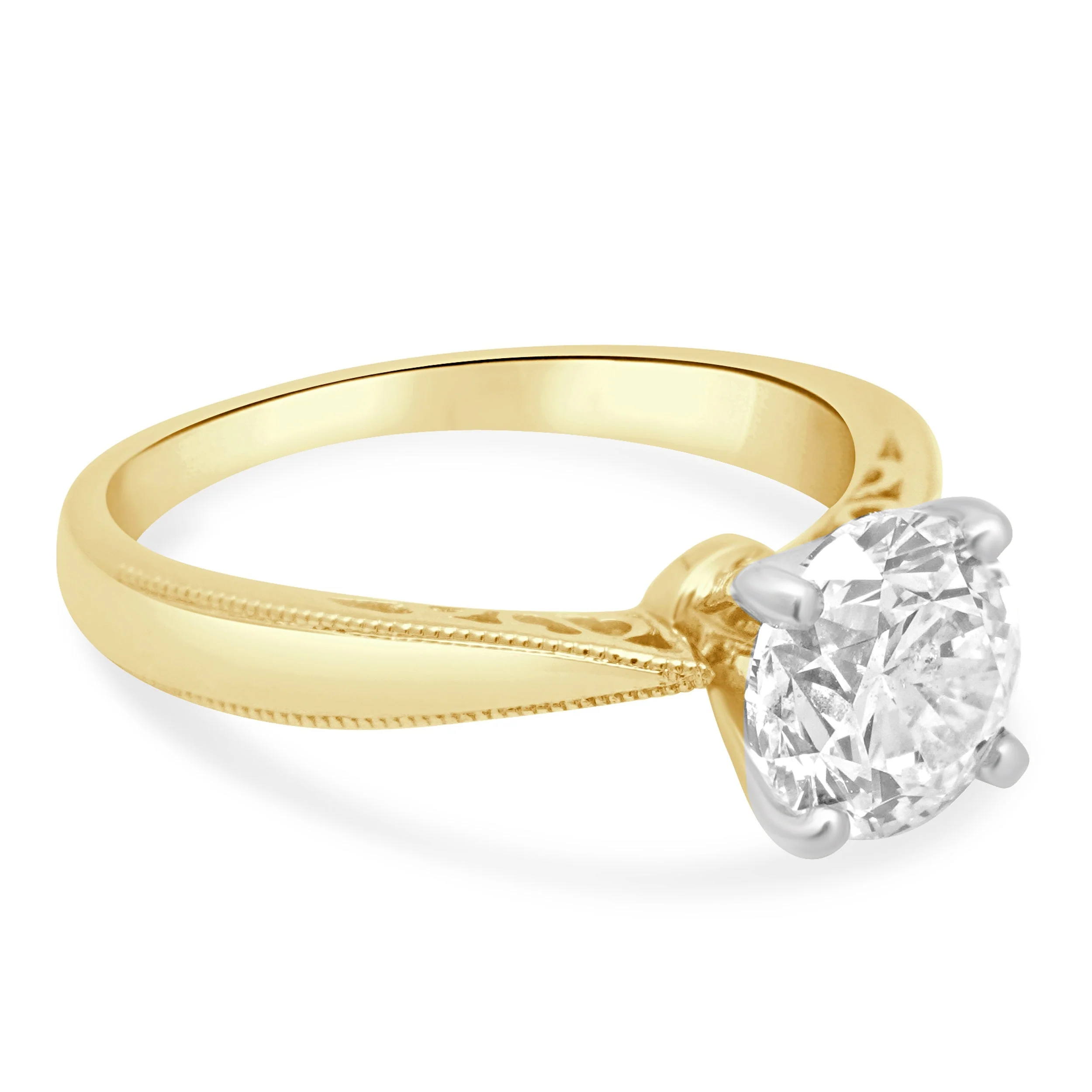 14 Karat Two-Tone Yellow & White Gold GIA Certified Round Brilliant Cut Diamond Solitaire Engagement Ring - Image 3