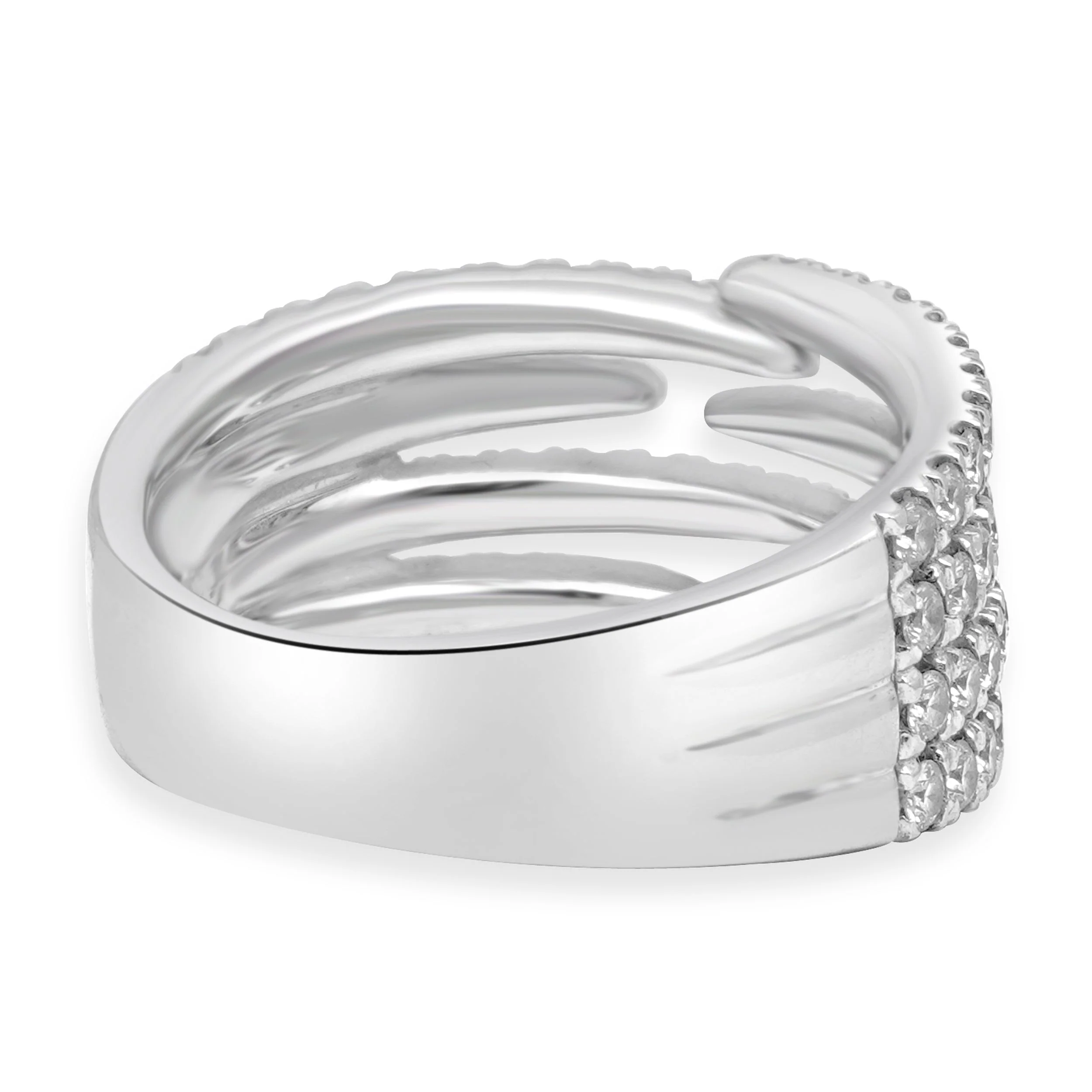 14 Karat White Gold 4 Open Row Diamond Pave Ring - Image 4