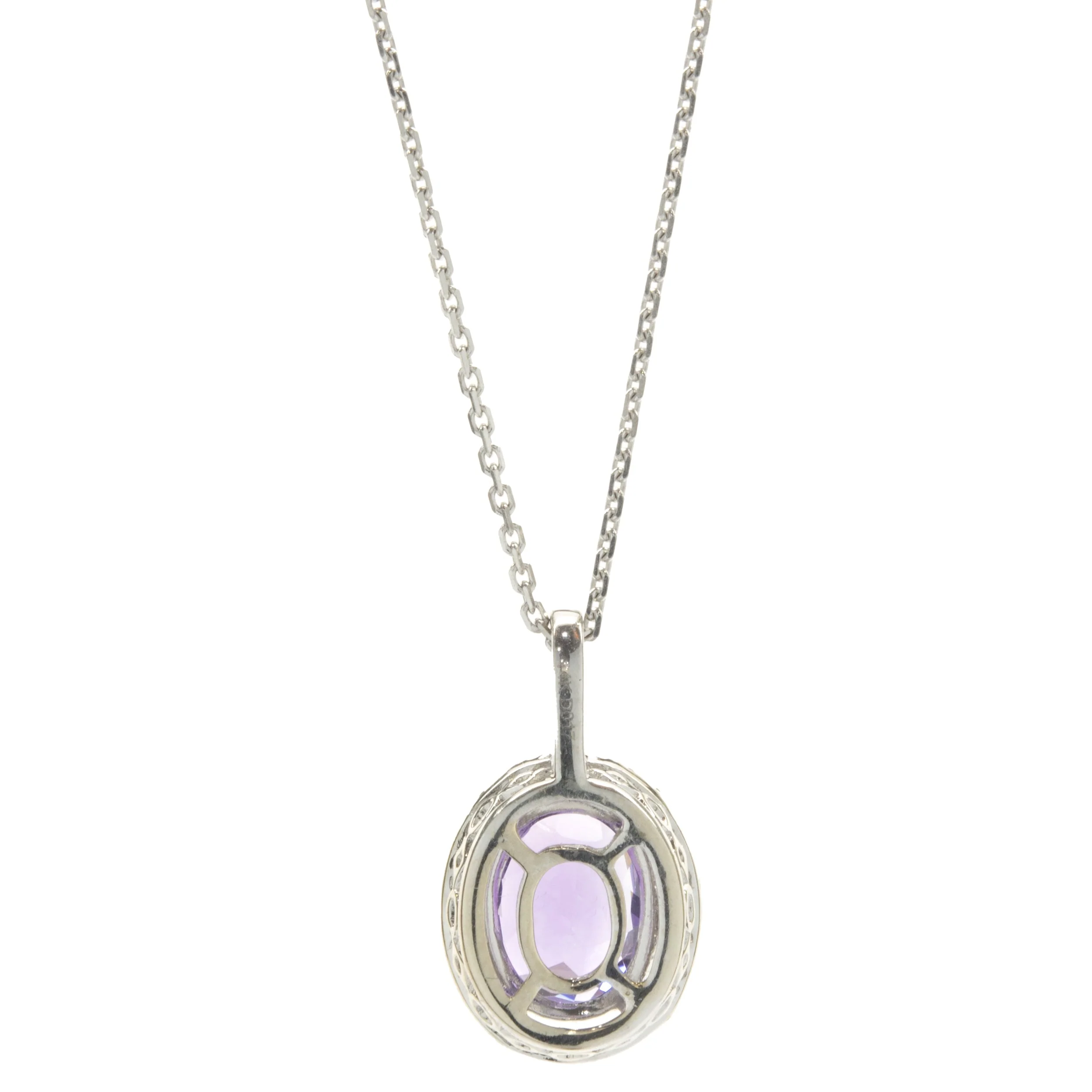 14 Karat White Gold Amethyst and Diamond Necklace - Image 2
