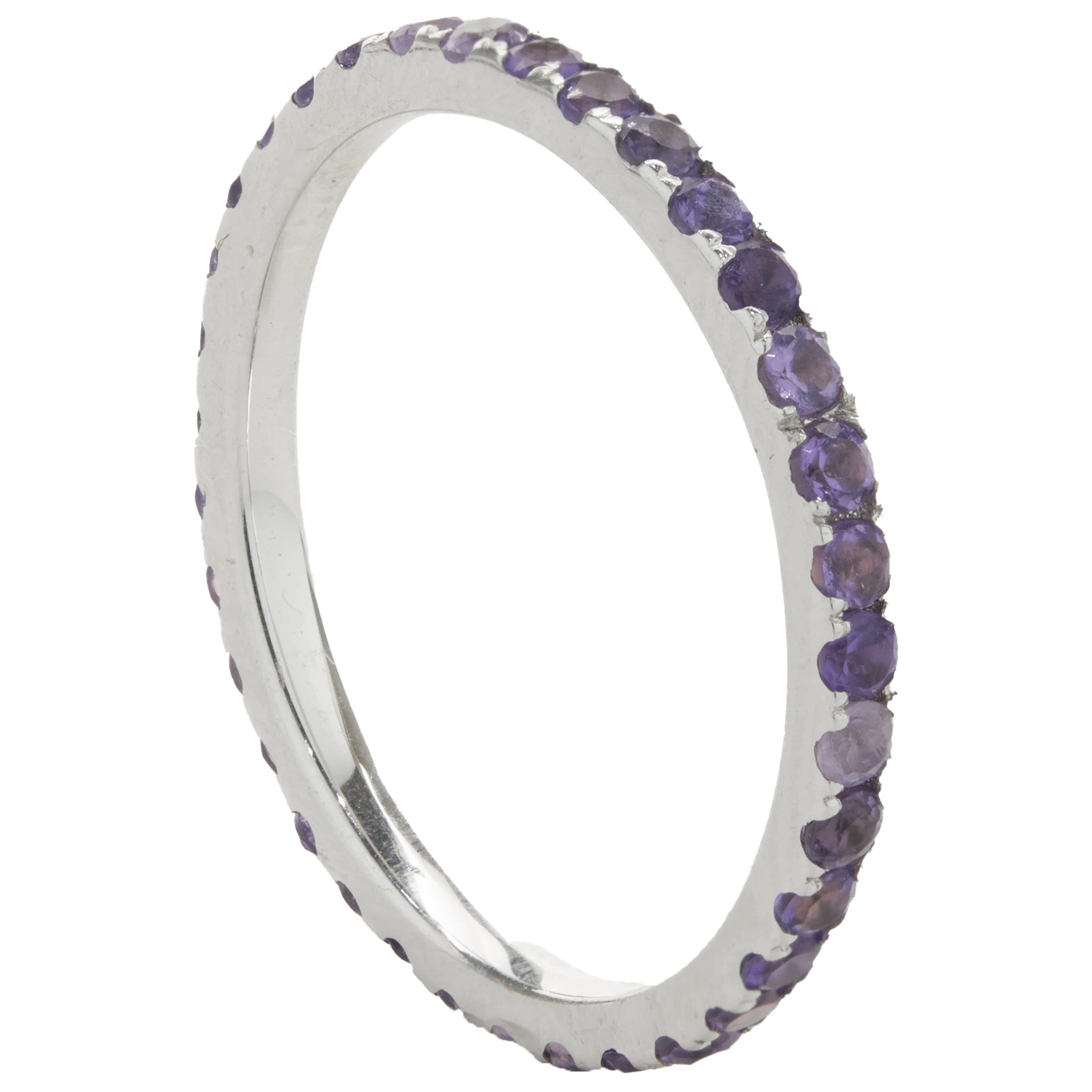 14 Karat White Gold Amethyst Eternity Band - Image 2