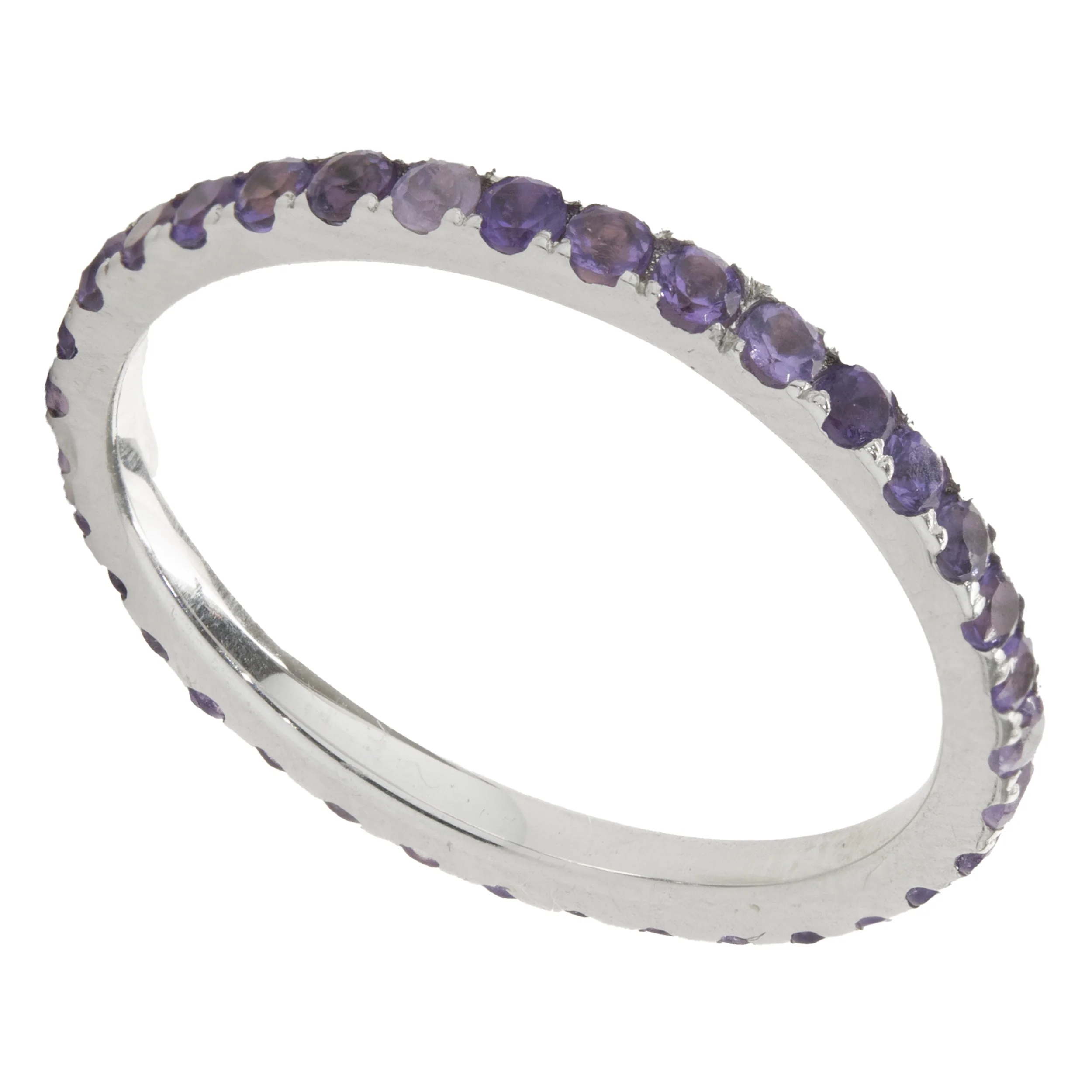 14 Karat White Gold Amethyst Eternity Band - Image 3