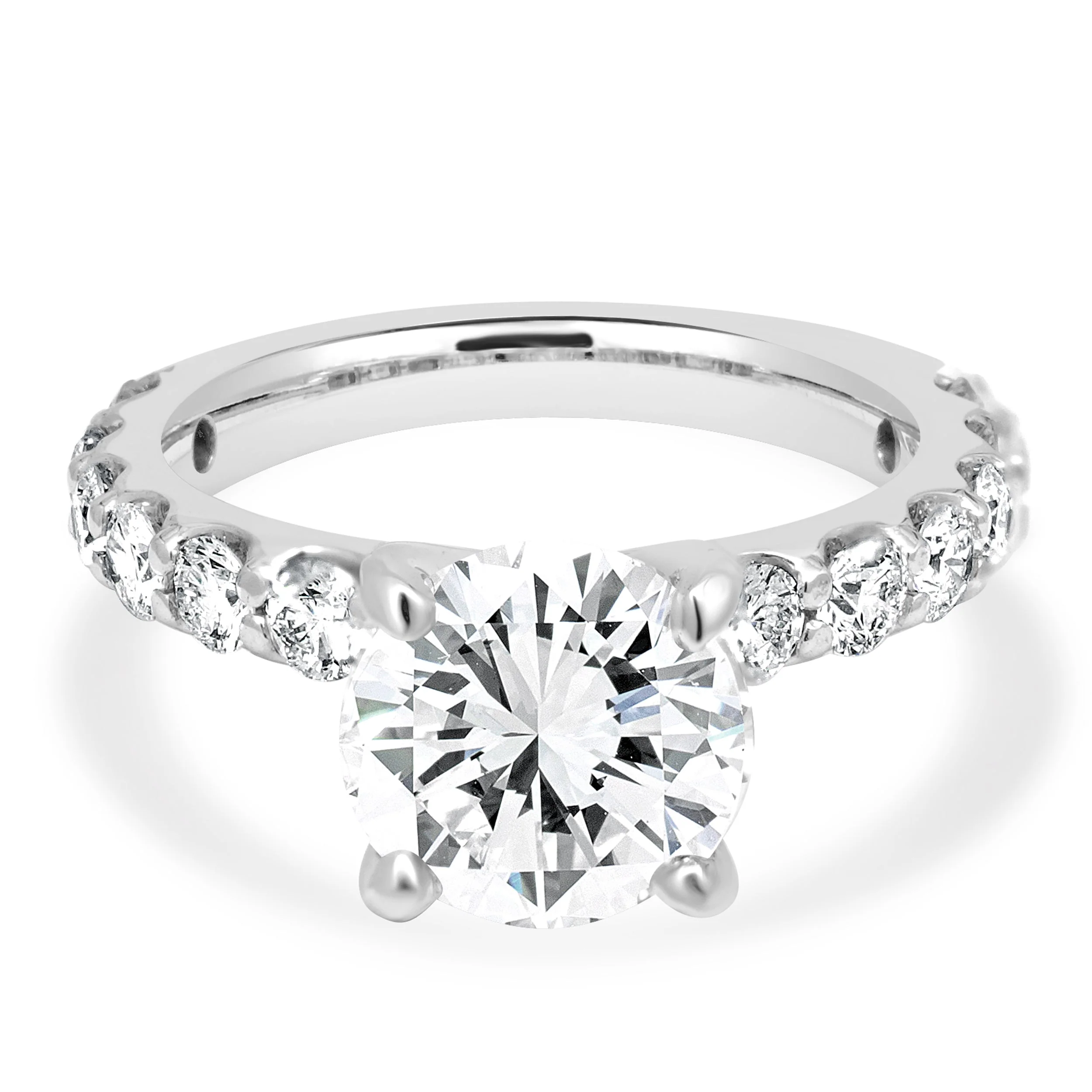 14 Karat White Gold and GIA Certified Prong Set Round Brilliant Cut Diamond Engagement Ring