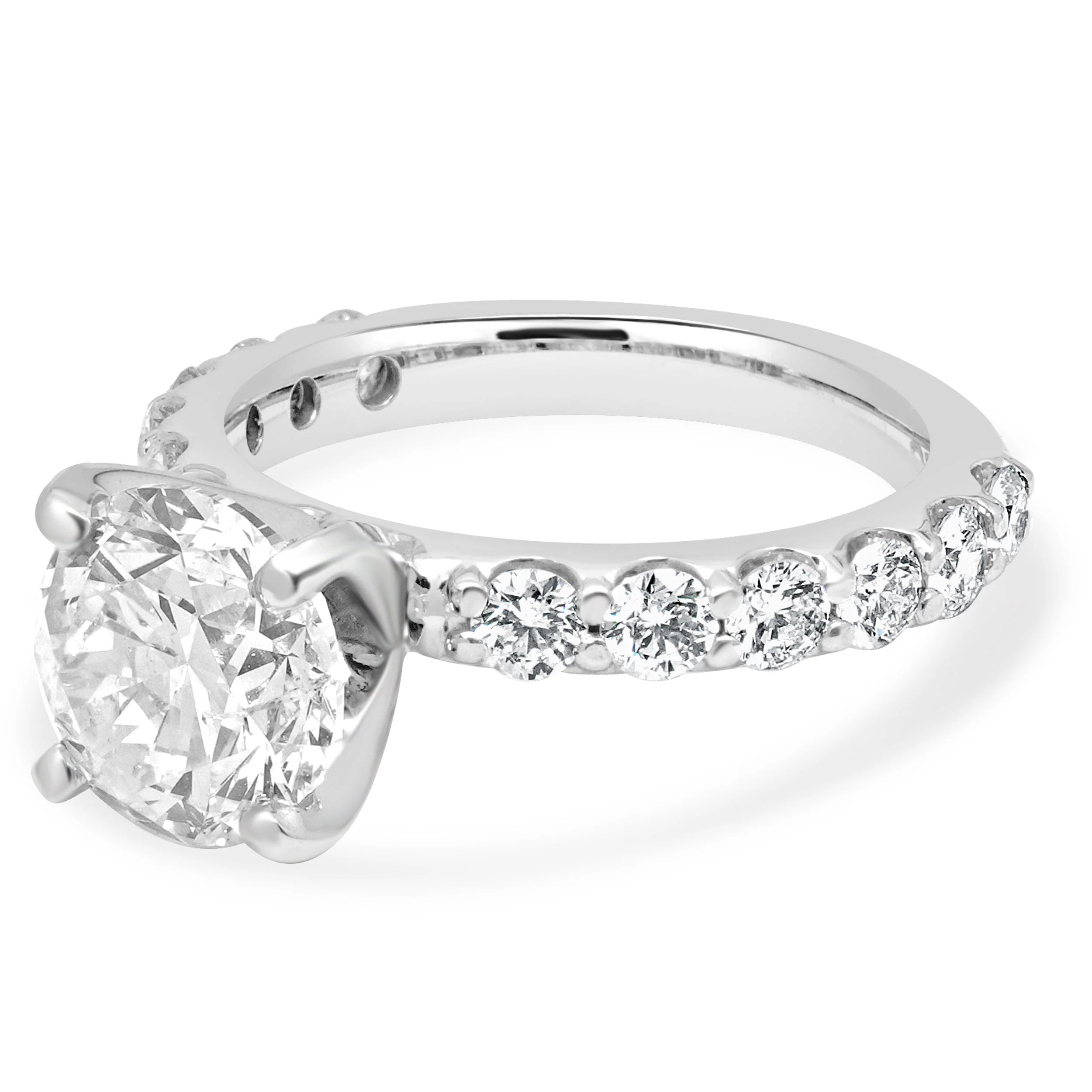 14 Karat White Gold and GIA Certified Prong Set Round Brilliant Cut Diamond Engagement Ring - Image 2
