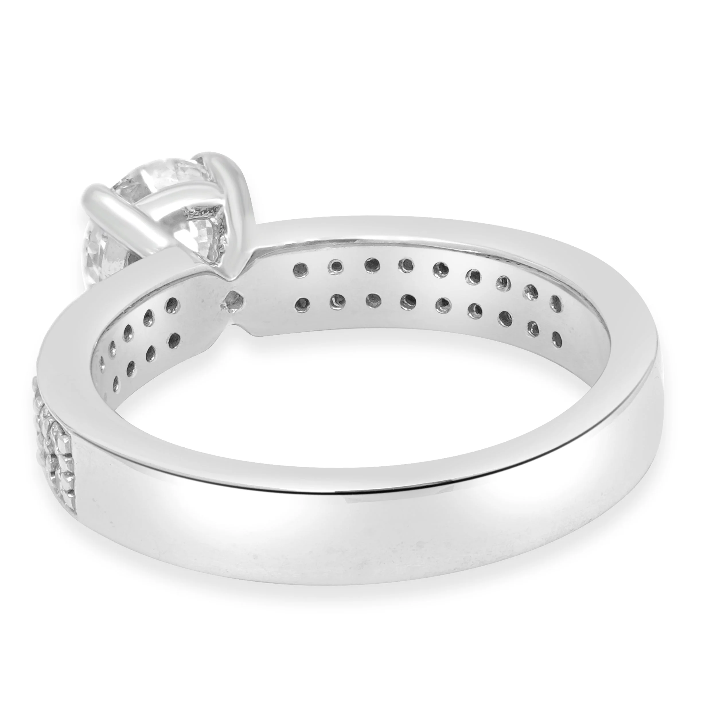 14 Karat White Gold and GIA Certified Round Brilliant Cut Diamond 2-Row Engagement Ring - Image 4