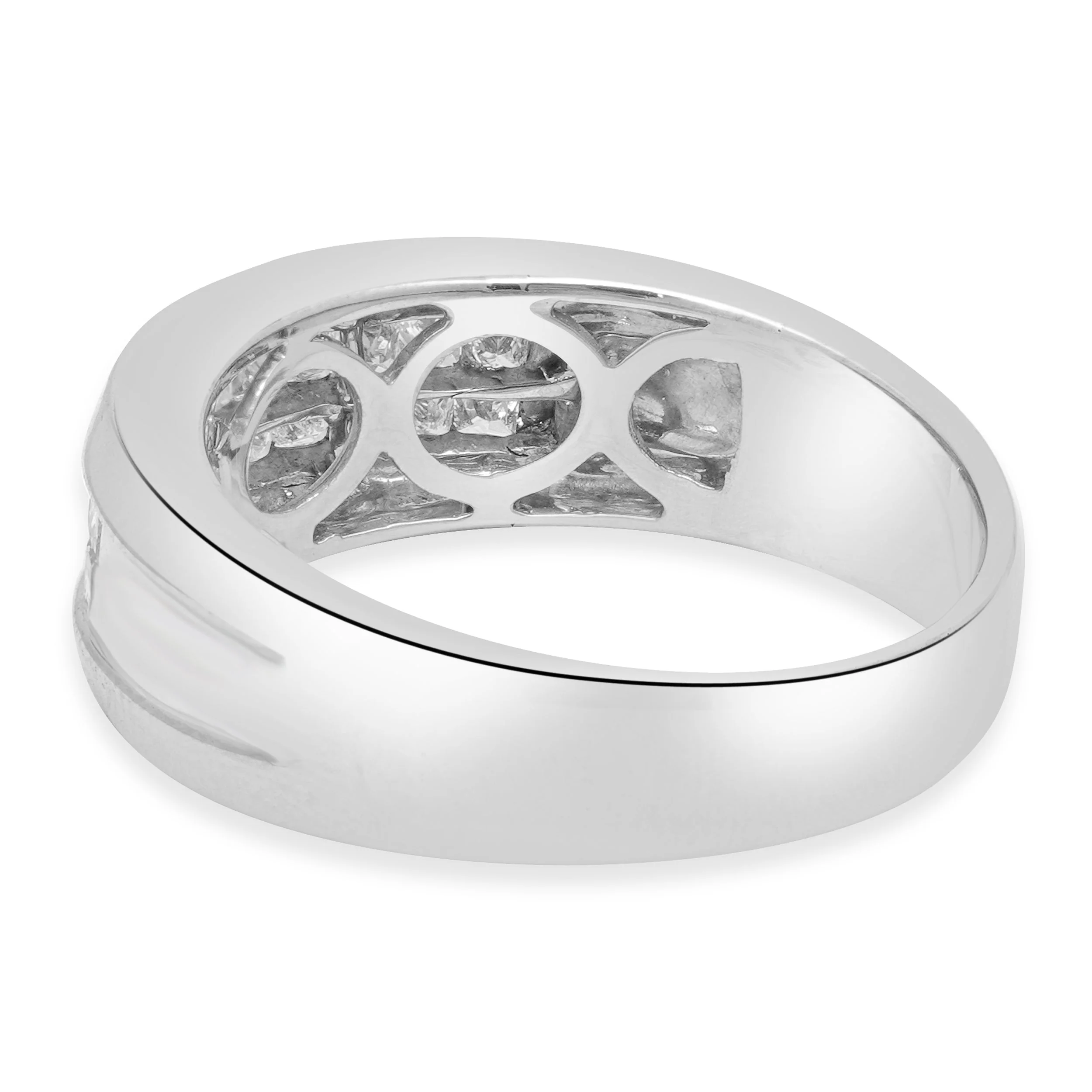 14 Karat White Gold and Invisible Set Princess Cut Diamond Wedding Band - Image 4