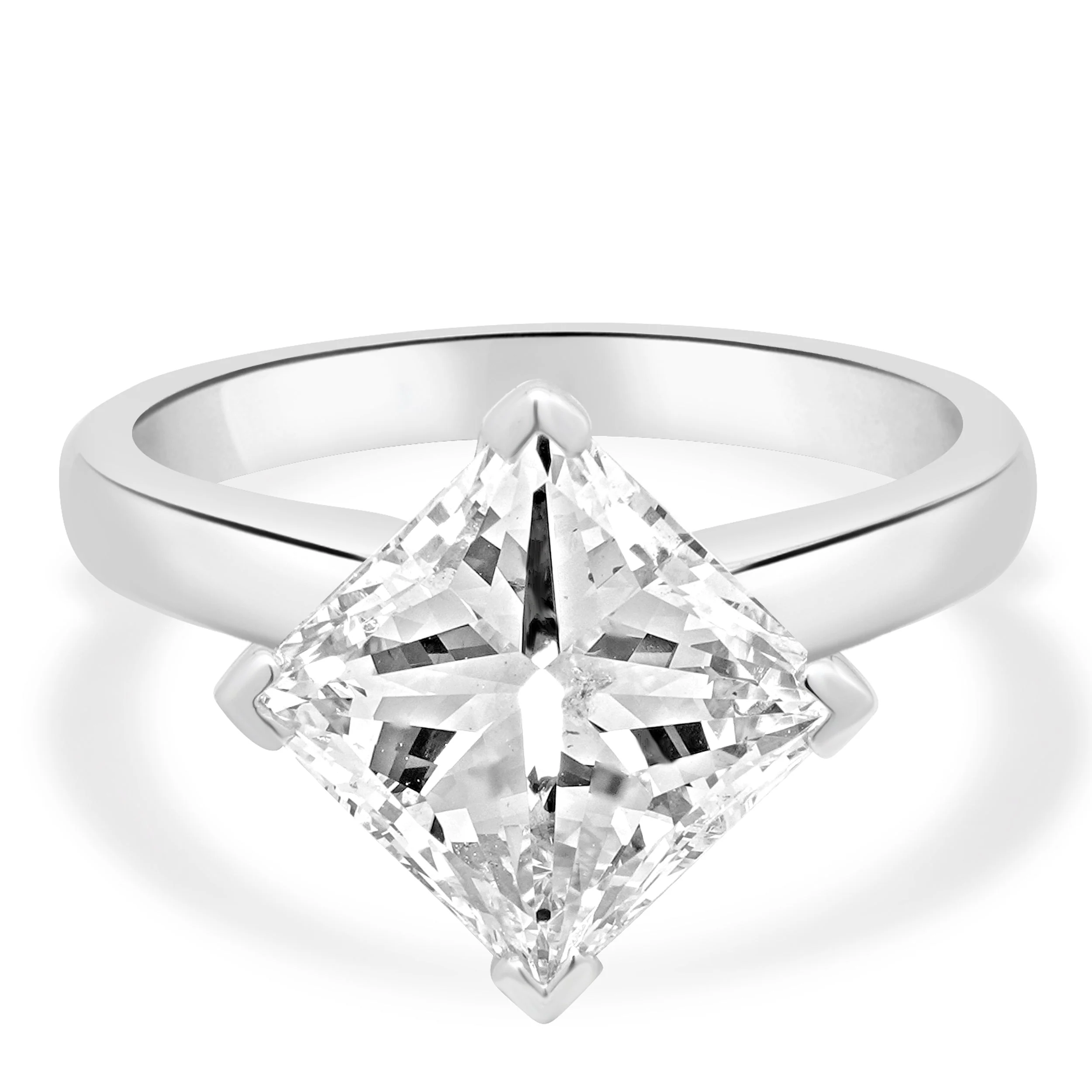 14 Karat White Gold and Prong Set 3.25ct Princess Cut Diamond Solitaire Engagement Ring