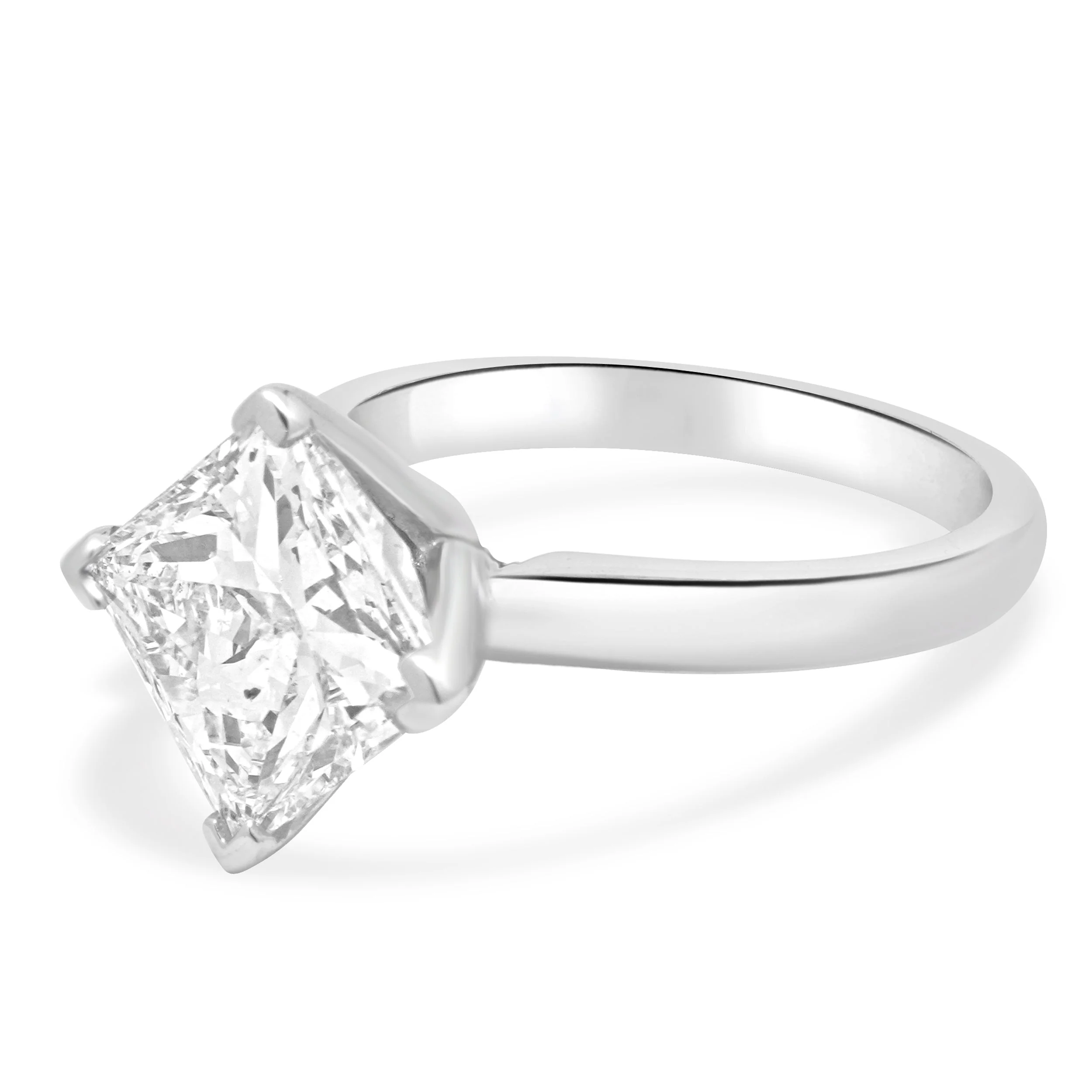 14 Karat White Gold and Prong Set 3.25ct Princess Cut Diamond Solitaire Engagement Ring - Image 2