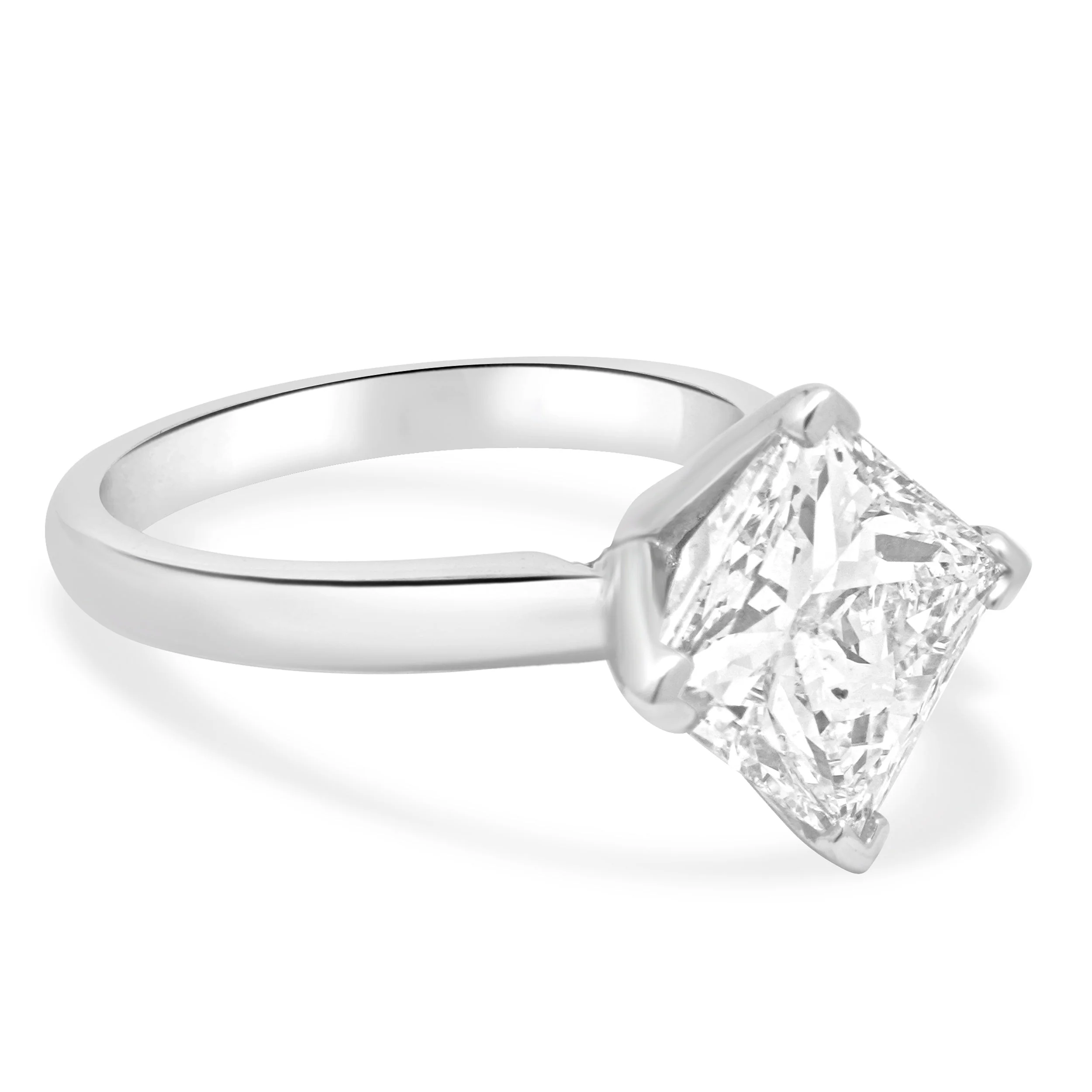 14 Karat White Gold and Prong Set 3.25ct Princess Cut Diamond Solitaire Engagement Ring - Image 3