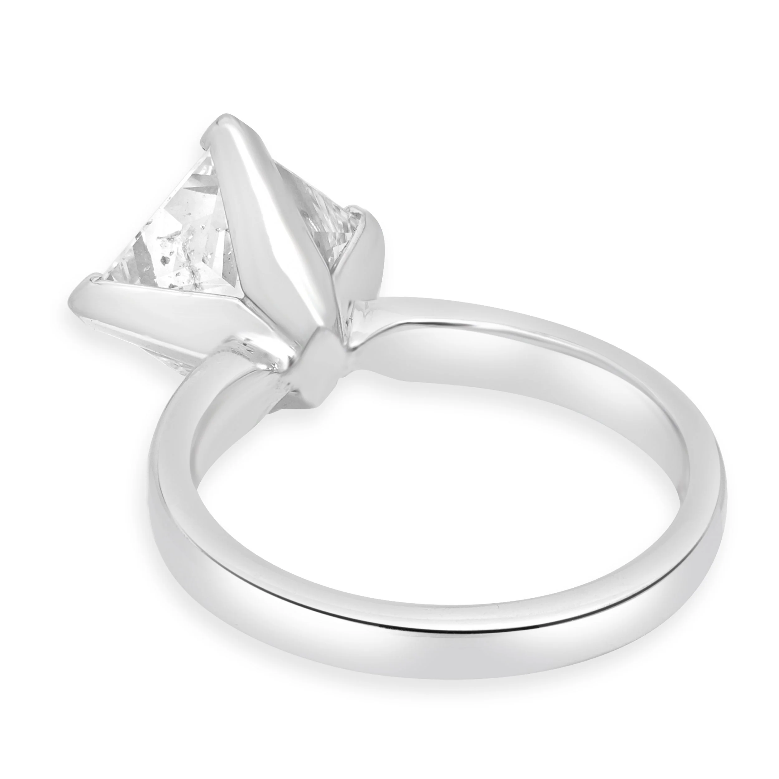 14 Karat White Gold and Prong Set 3.25ct Princess Cut Diamond Solitaire Engagement Ring - Image 4