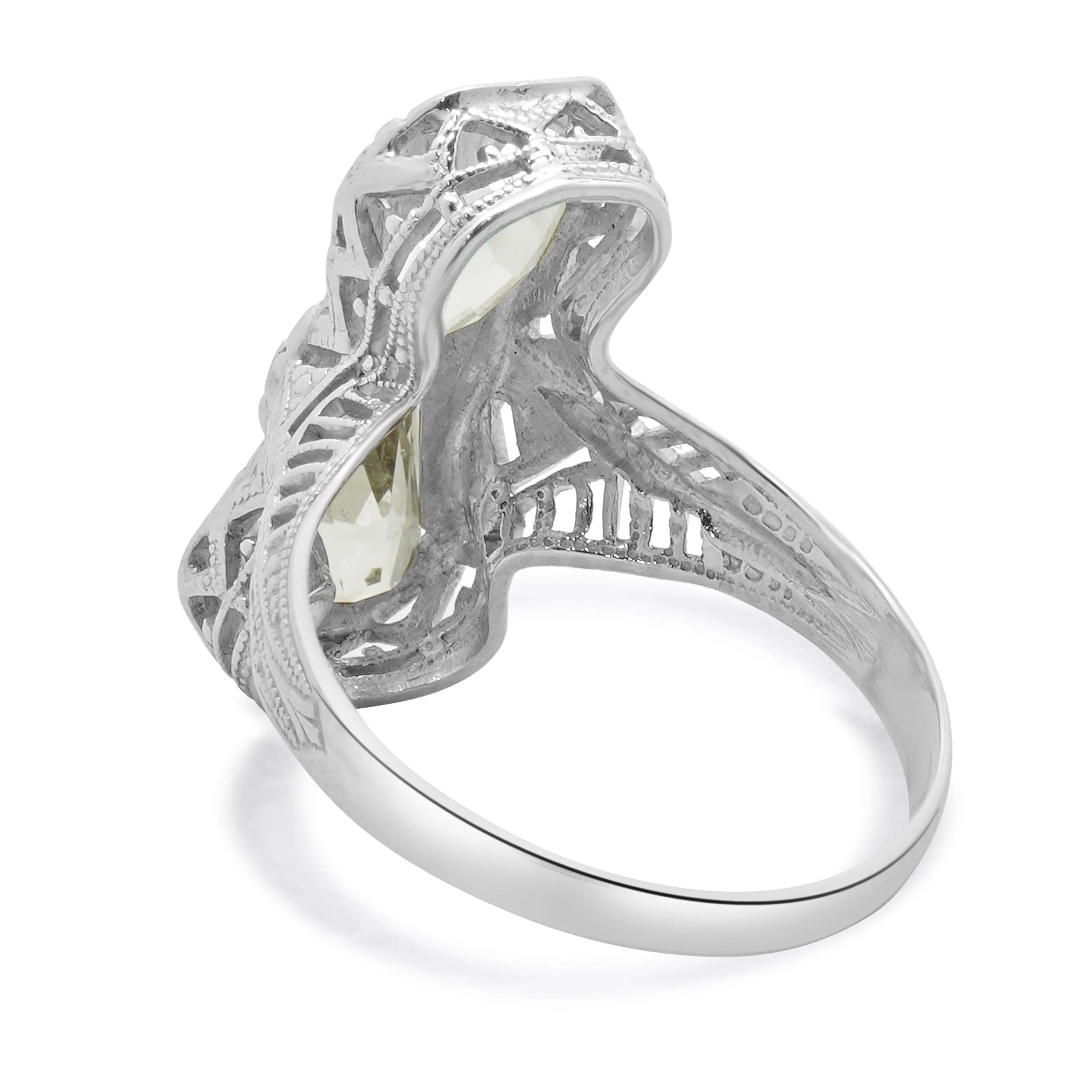 14 Karat White Gold Aquamarine Filigree Ring - Image 4