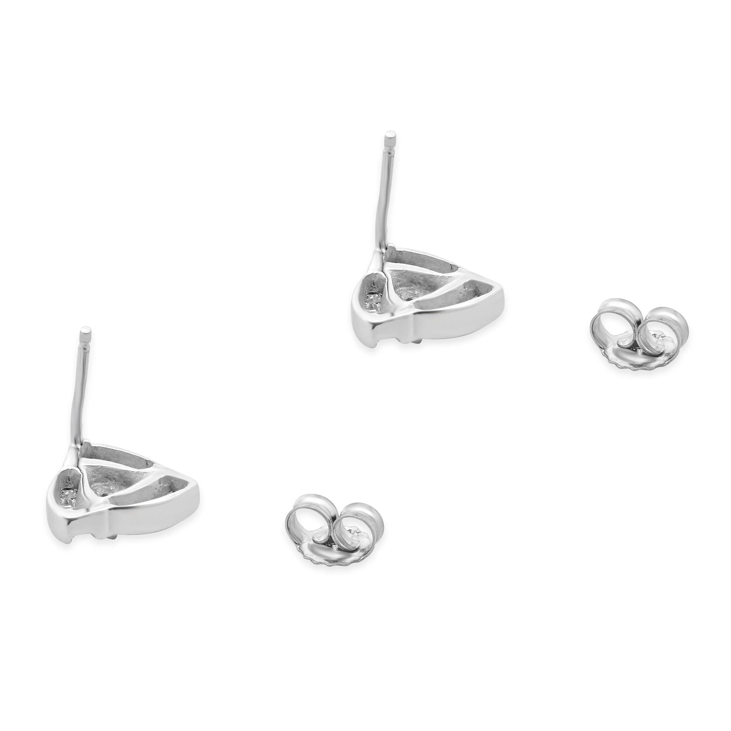 14 Karat White Gold Baguette and Round Bypass Diamond Earrings - Image 4