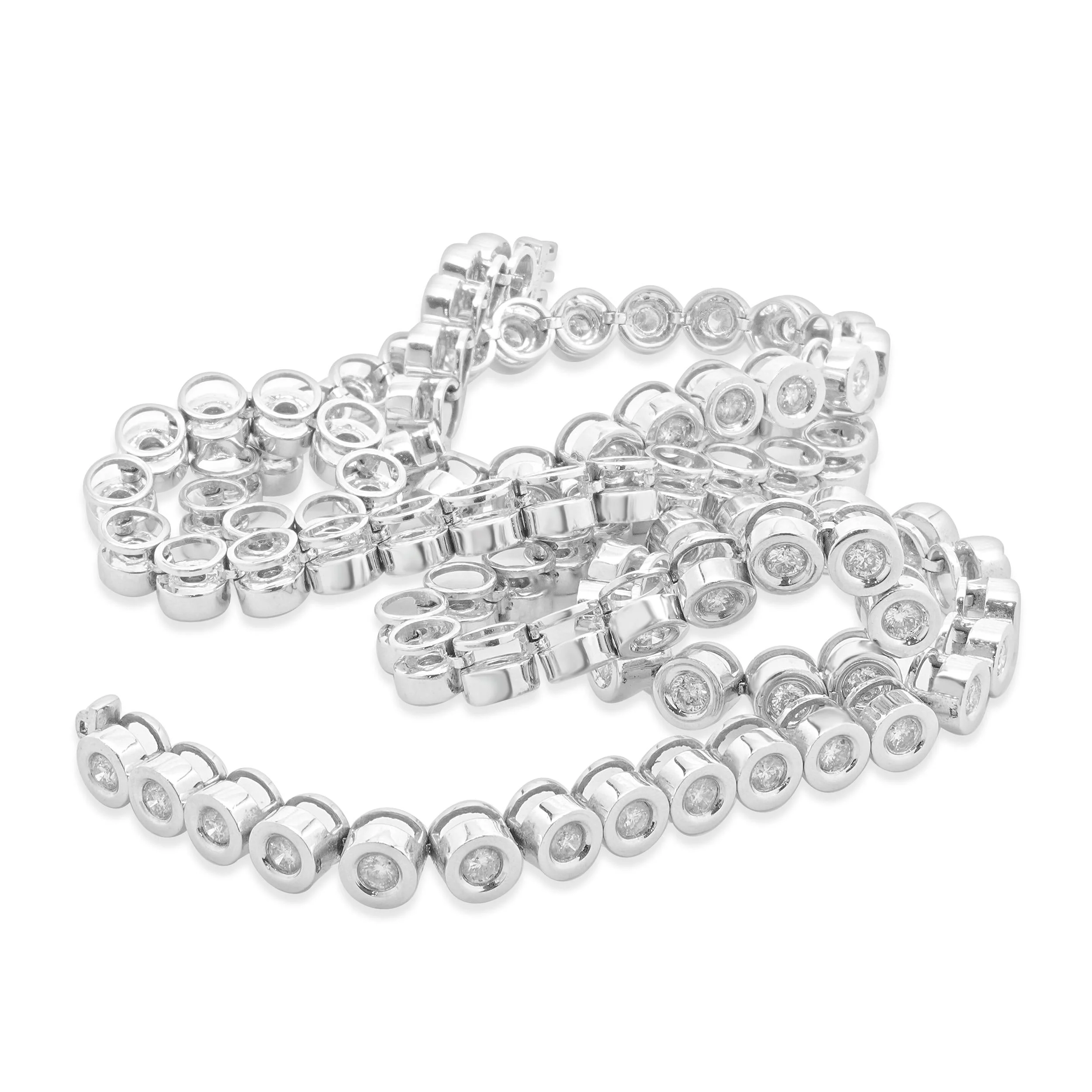 14 Karat White Gold Bezel Set Diamond Inline Tennis Necklace - Image 3