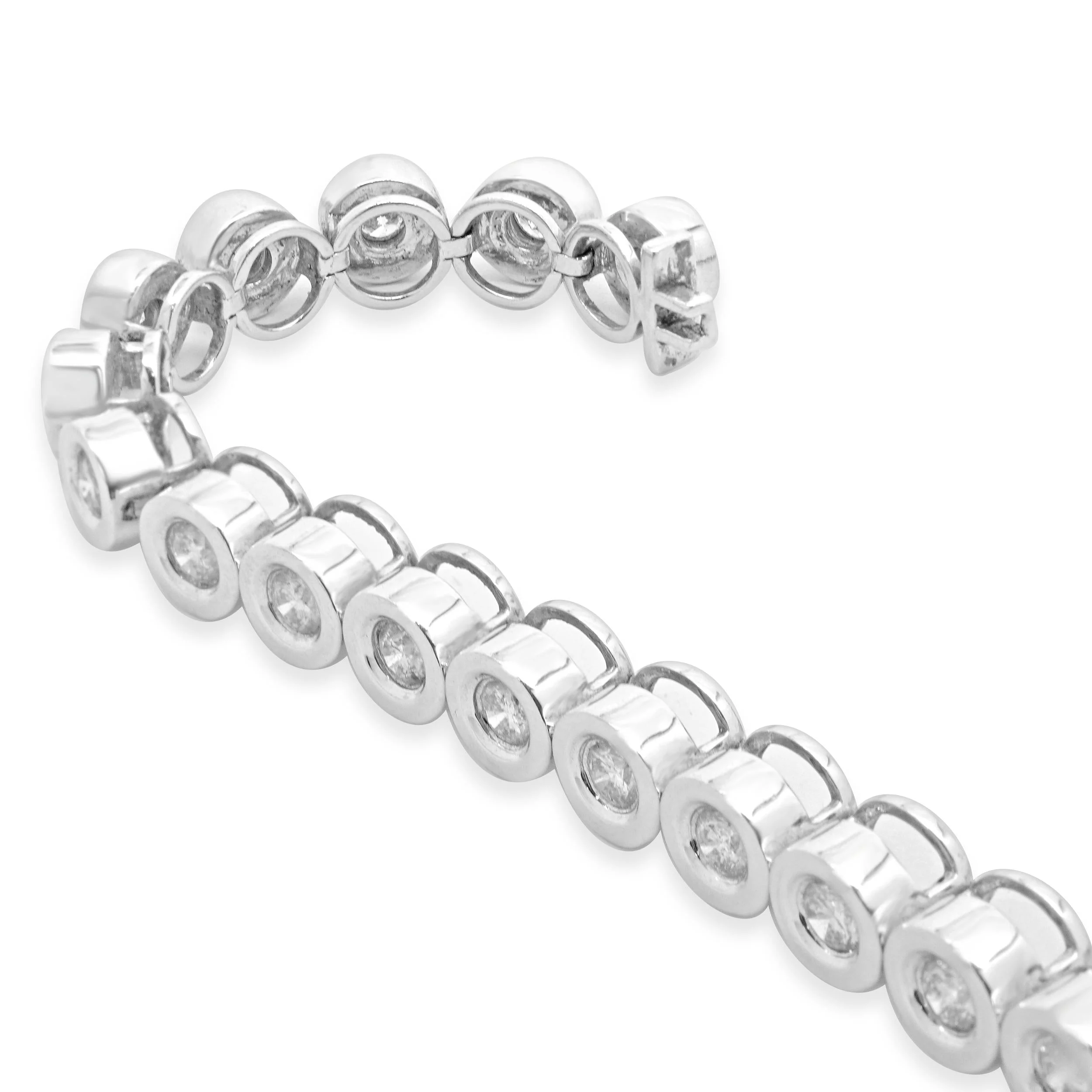 14 Karat White Gold Bezel Set Diamond Inline Tennis Necklace - Image 4