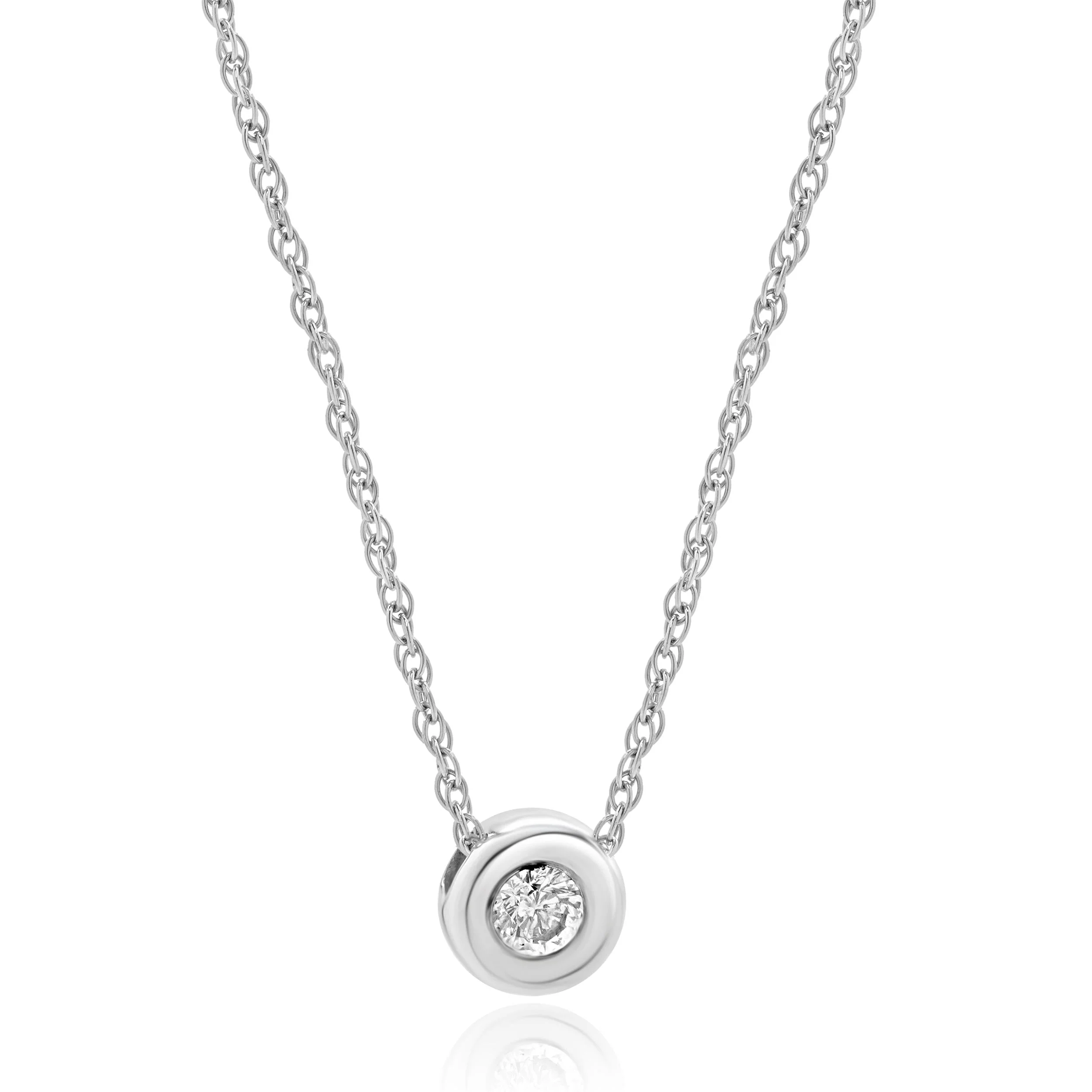 14 Karat White Gold Bezel Set Diamond Necklace - Image 2