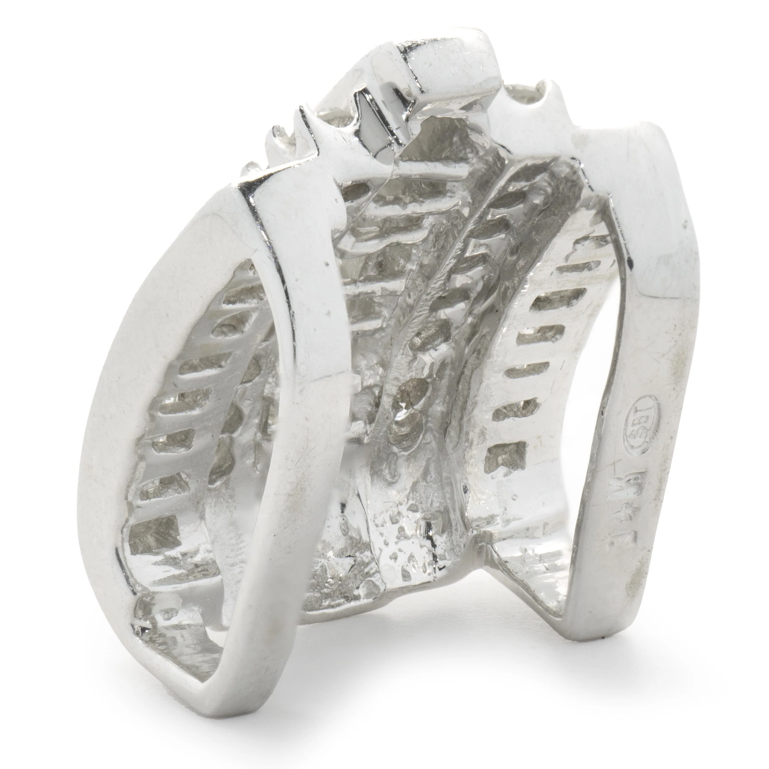 14 Karat White Gold Channel Set Princess and Round Brilliant Cut Diamond Slide Pendant - Image 3