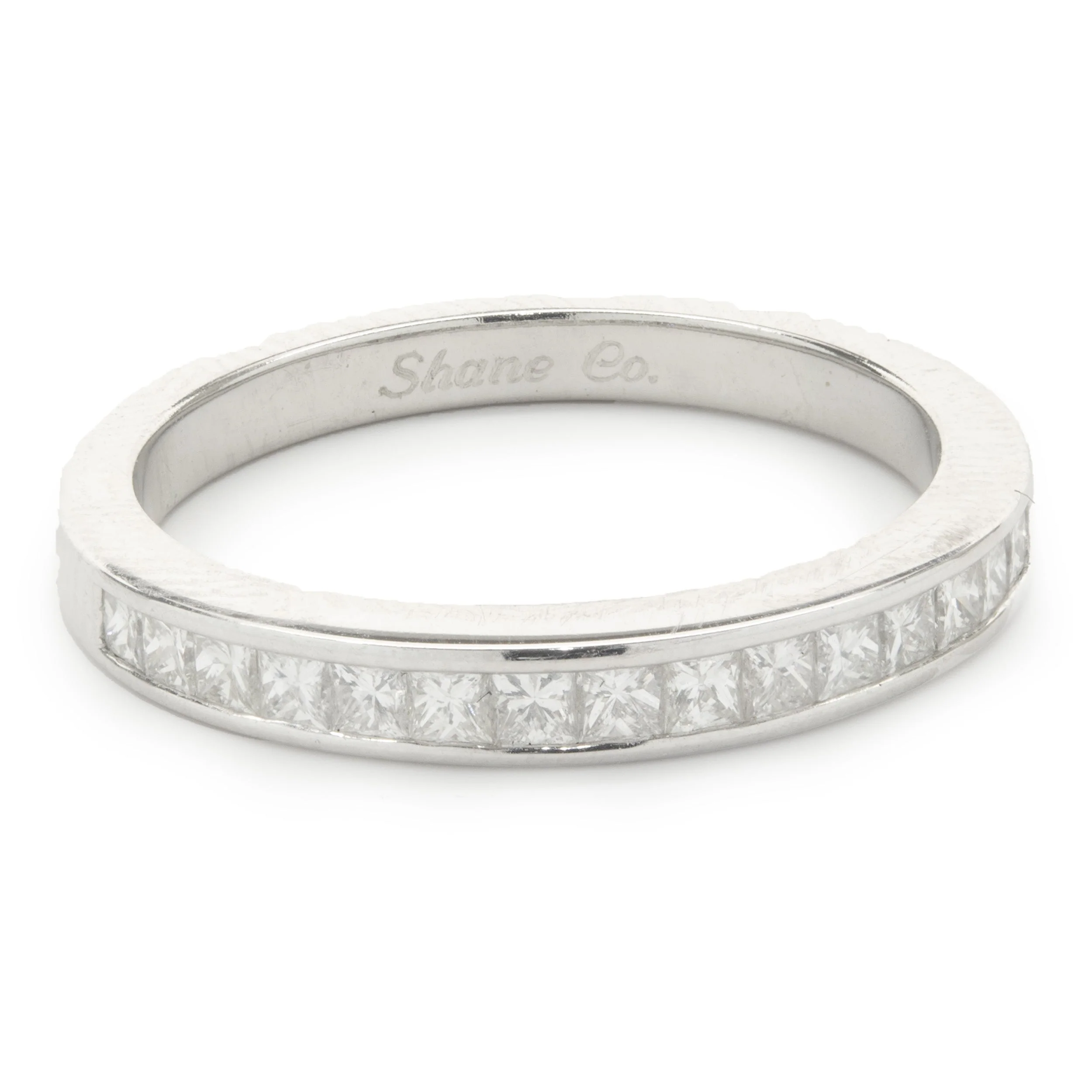 14 Karat White Gold Channel Set Princess Cut Diamond Band