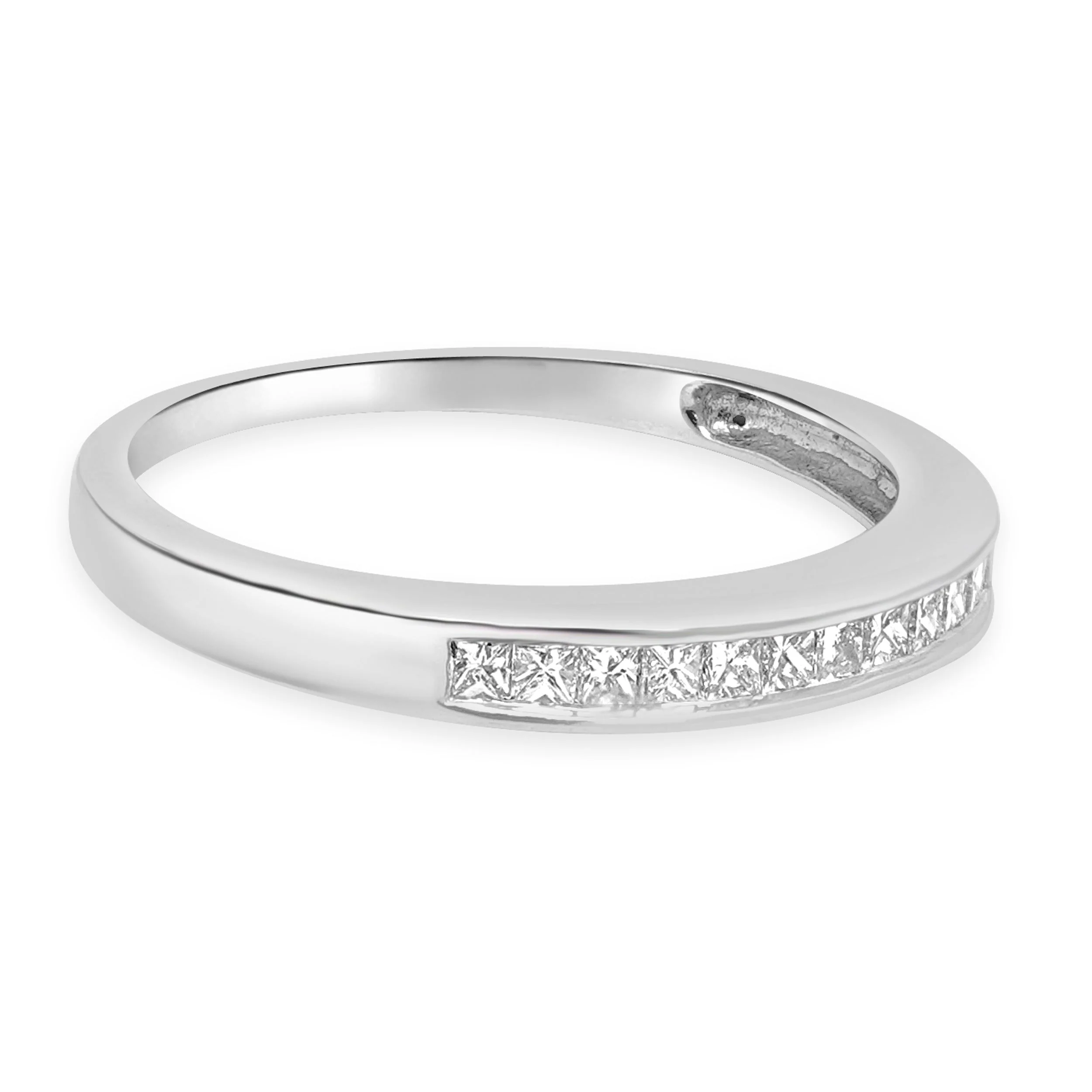 14 Karat White Gold Channel Set Princess Cut Diamond Wedding Band - Image 3
