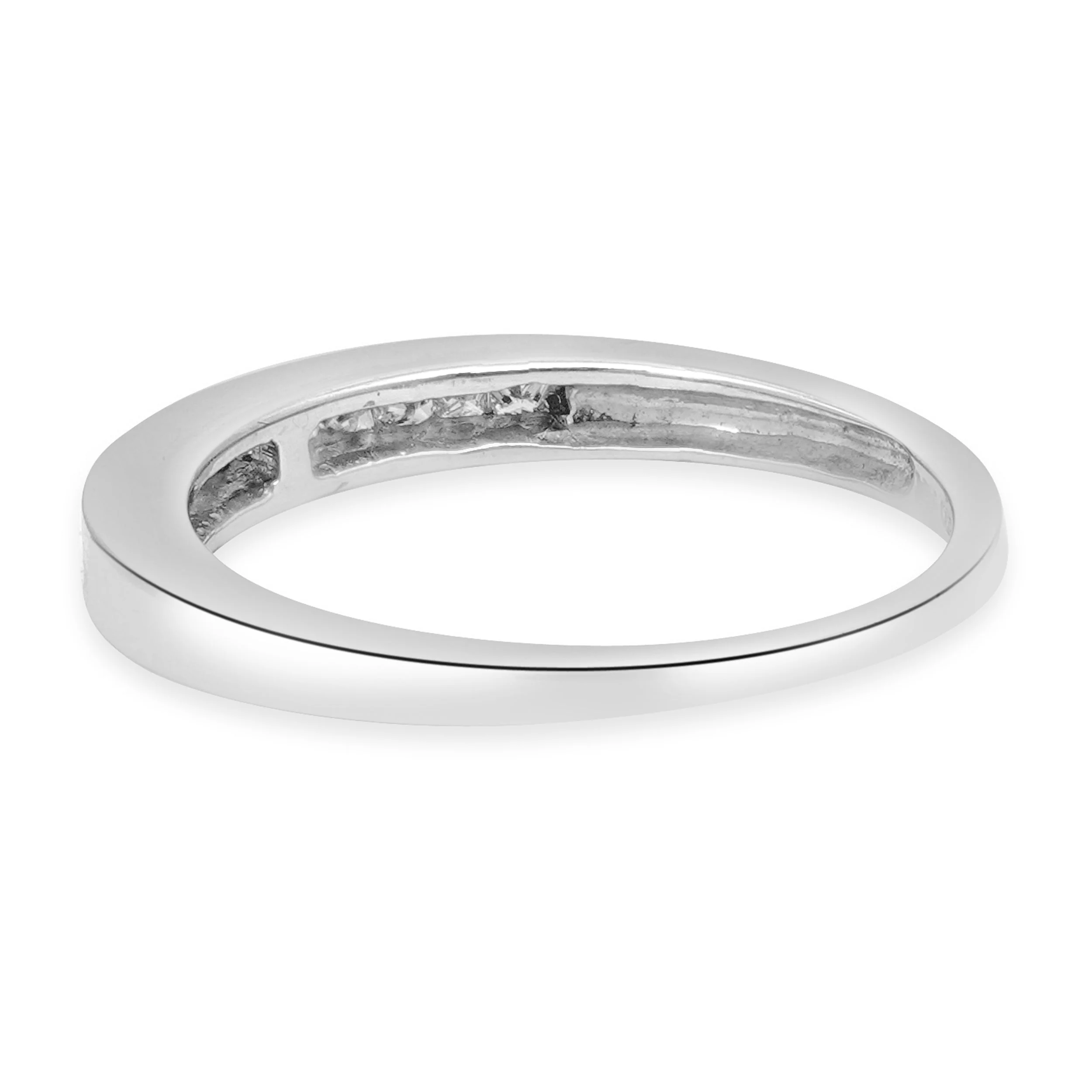 14 Karat White Gold Channel Set Princess Cut Diamond Wedding Band - Image 4