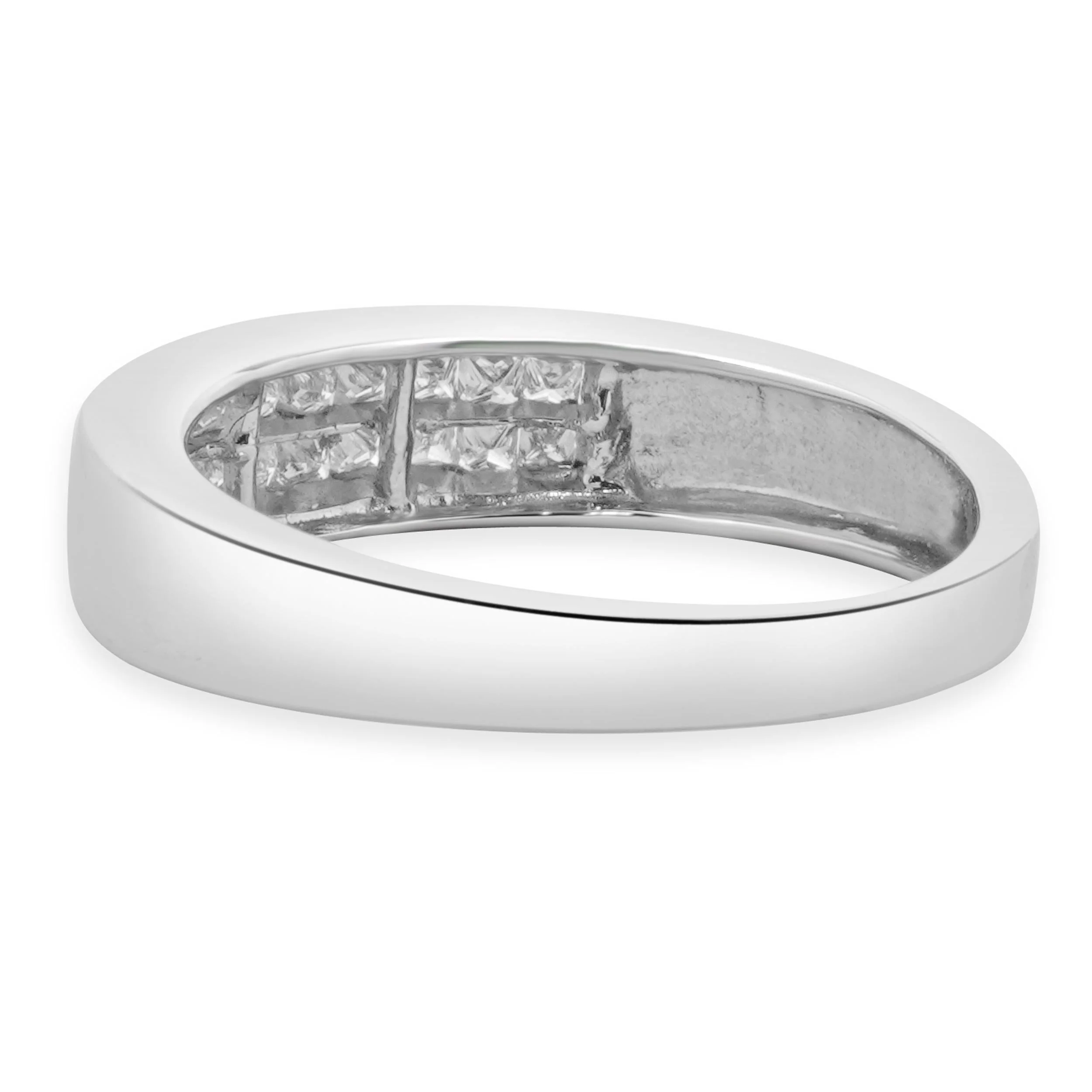 14 Karat White Gold Channel Set Princess Cut Invisible Set Diamond Band - Image 3