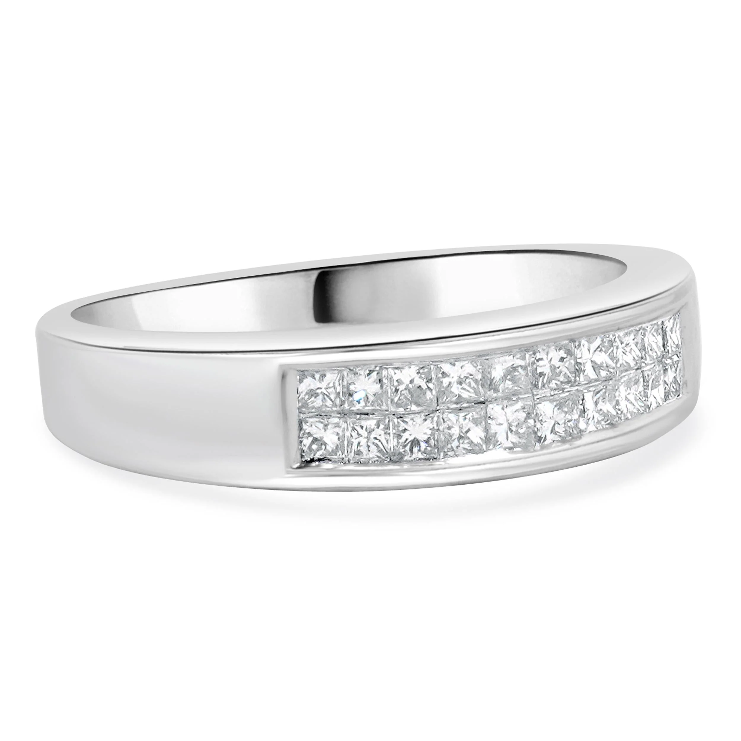 14 Karat White Gold Channel Set Princess Cut Invisible Set Diamond Band - Image 4