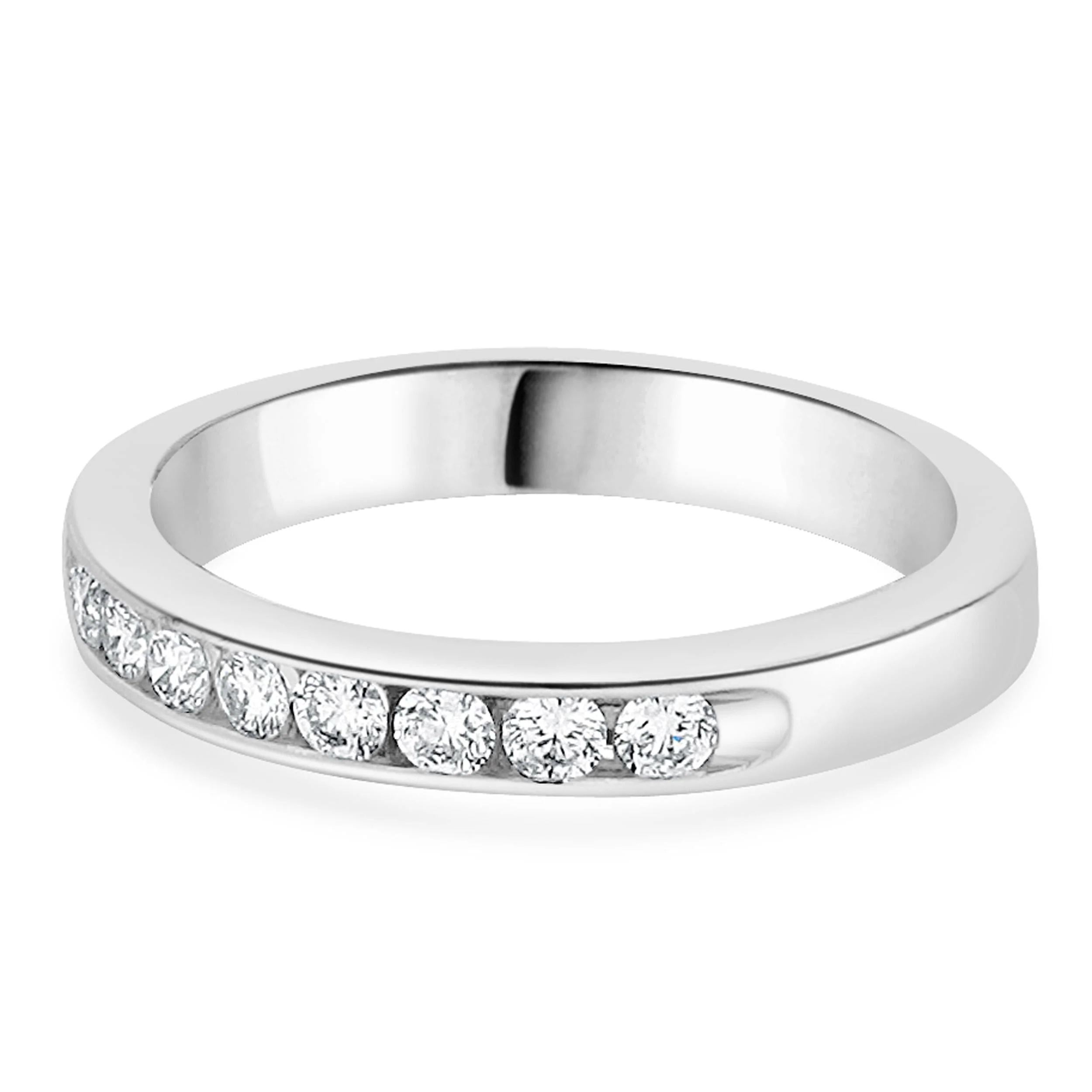14 Karat White Gold Channel Set Round Diamond Band - Image 3