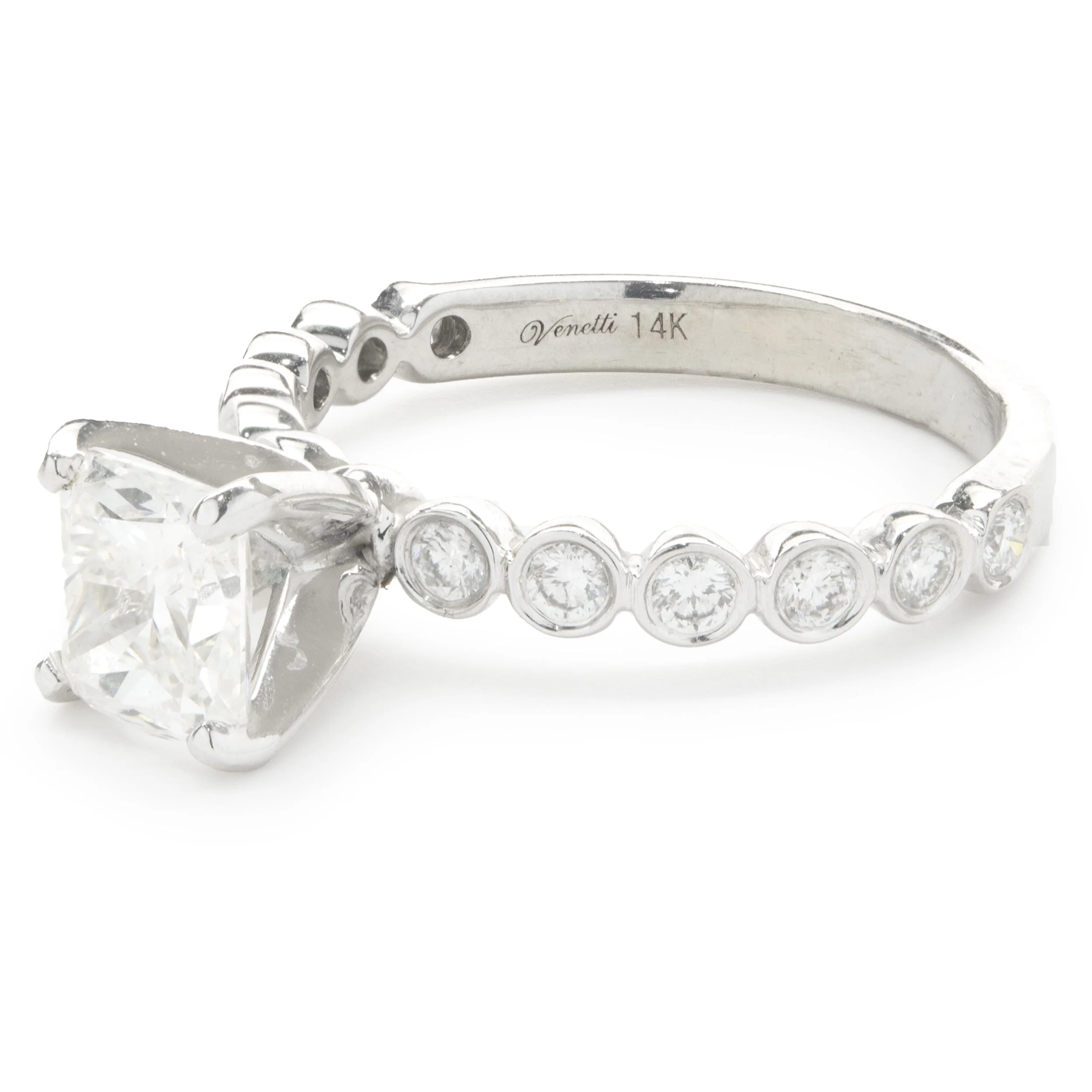 14 Karat White Gold Cushion Cut Diamond Engagement Ring - Image 2