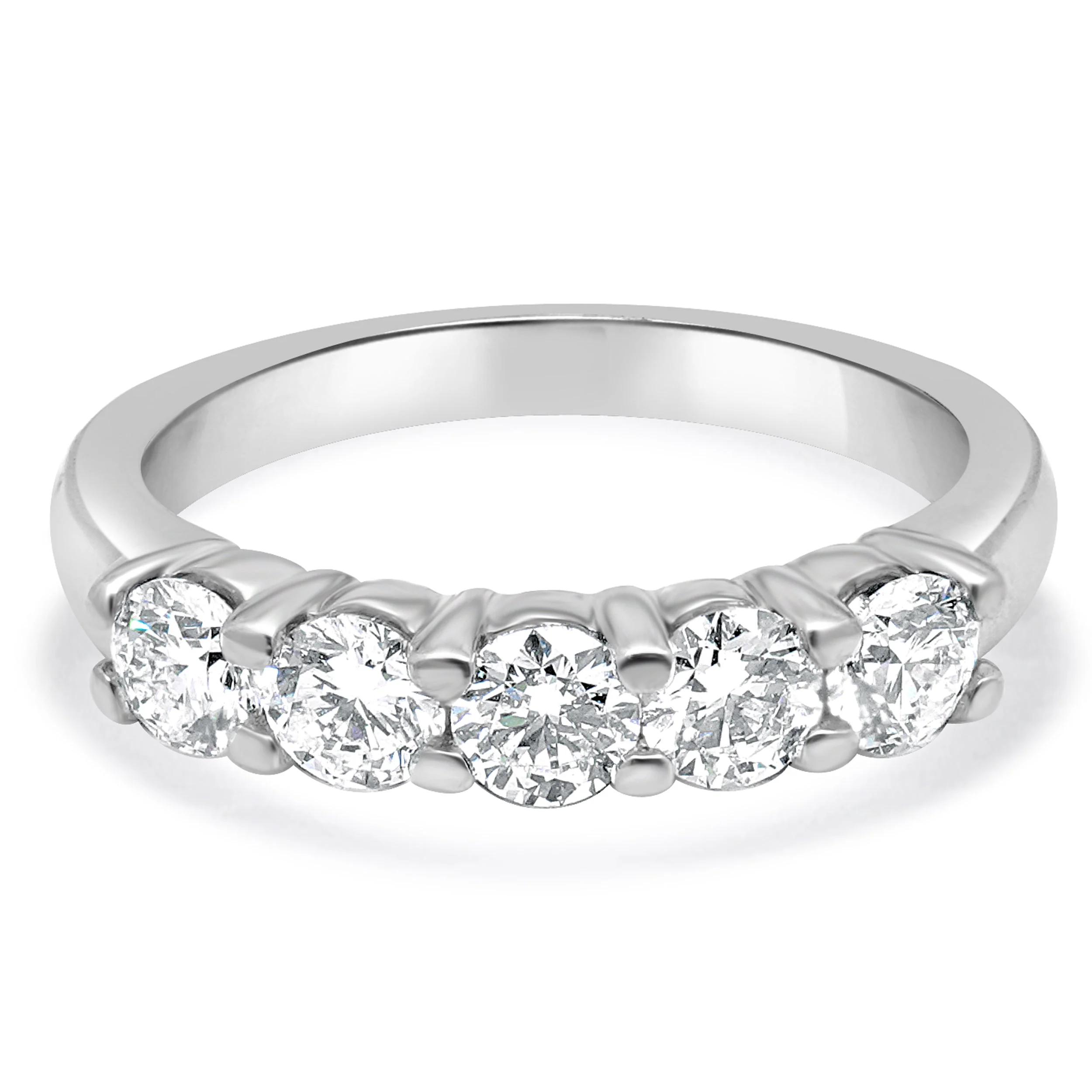 14 Karat White Gold Diamond 5 Stone Band