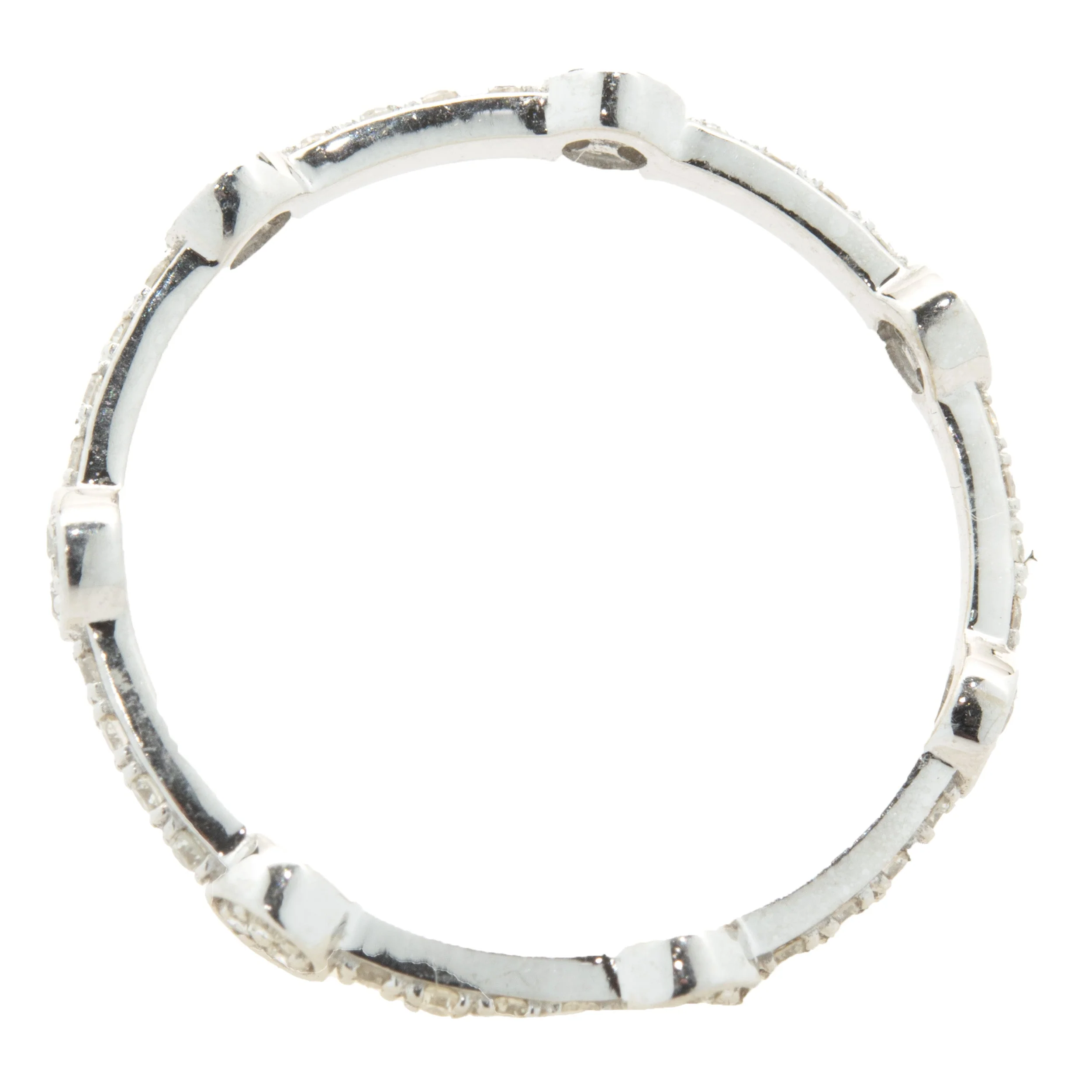 14 Karat White Gold Diamond Band with Circle Stations - Image 3